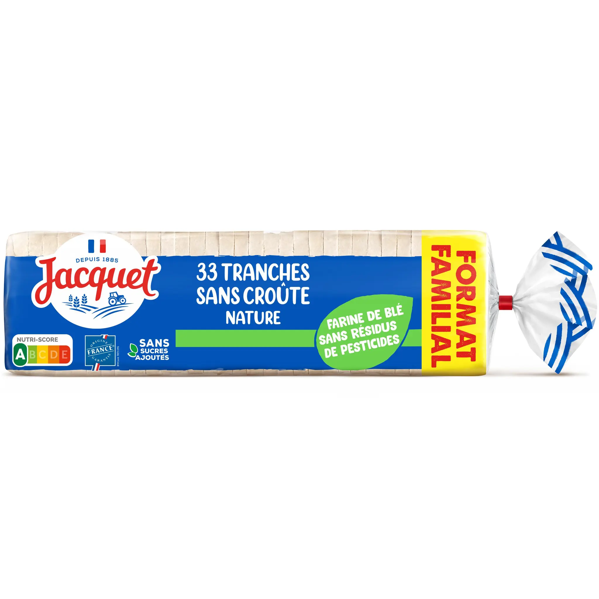 JACQUET Pain de mie nature sans croûte sans sucres ajoutés