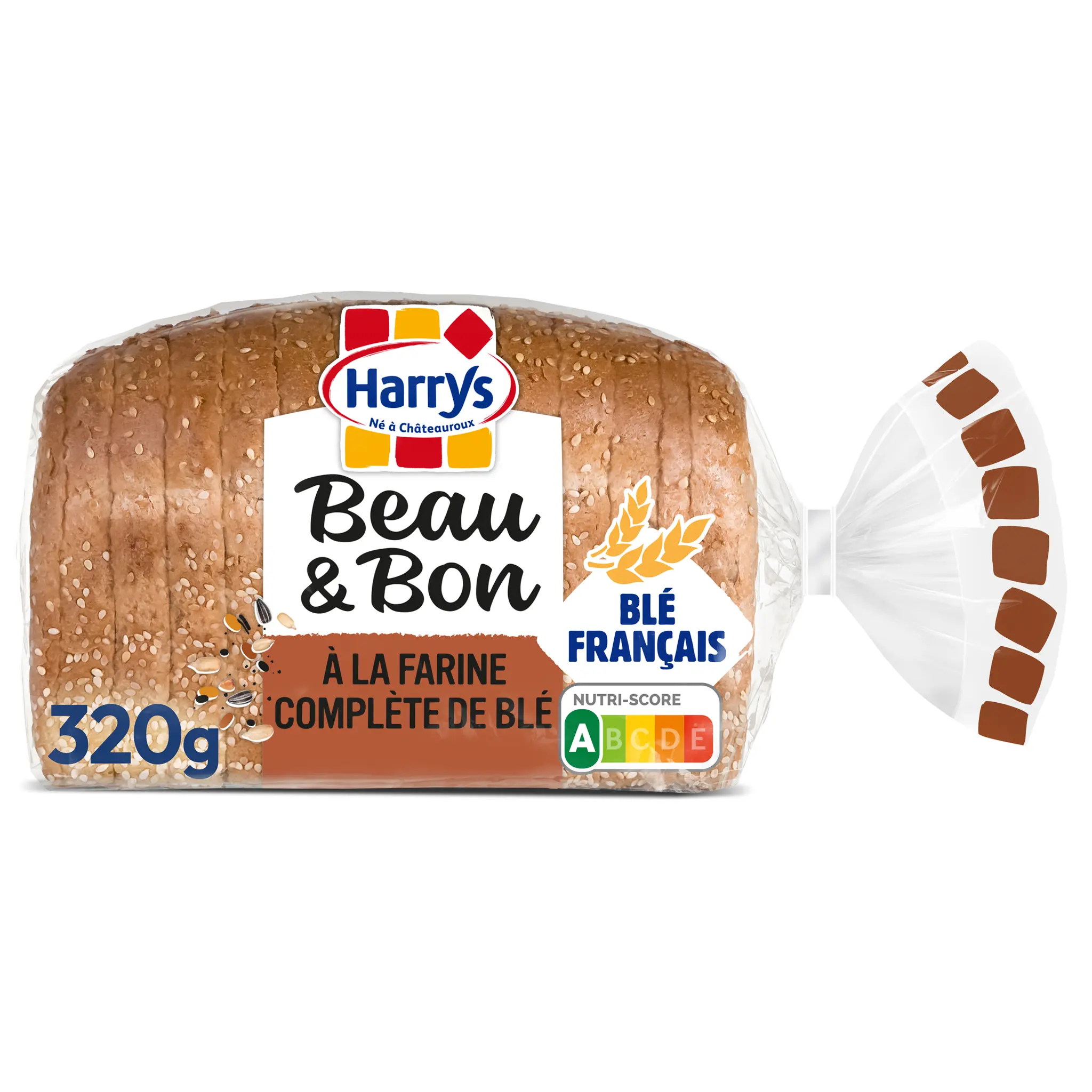 HARRYS Beau & Bon Pain de mie complet graines de tournesol et lin avec croûte sans additifs
