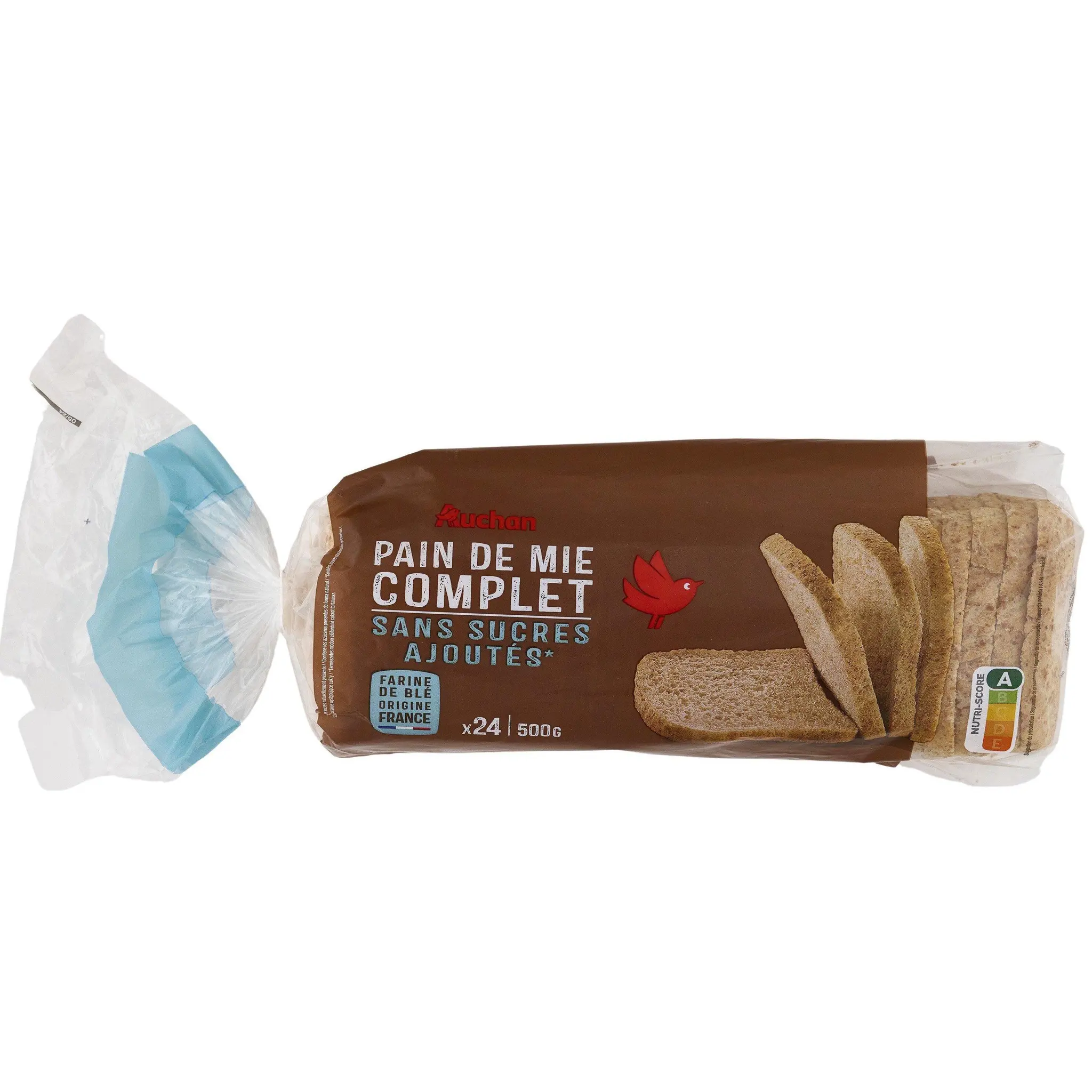 AUCHAN Pain de mie complet sans sucres ajoutés