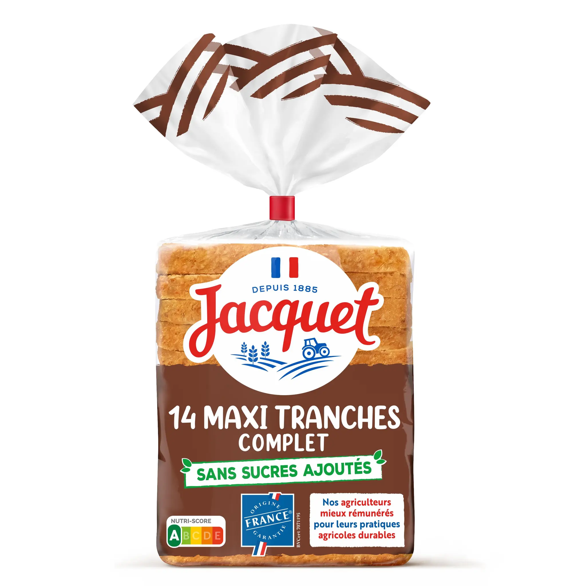 JACQUET Pain de mie complet grandes tranches avec croûte sans sucres ajoutés