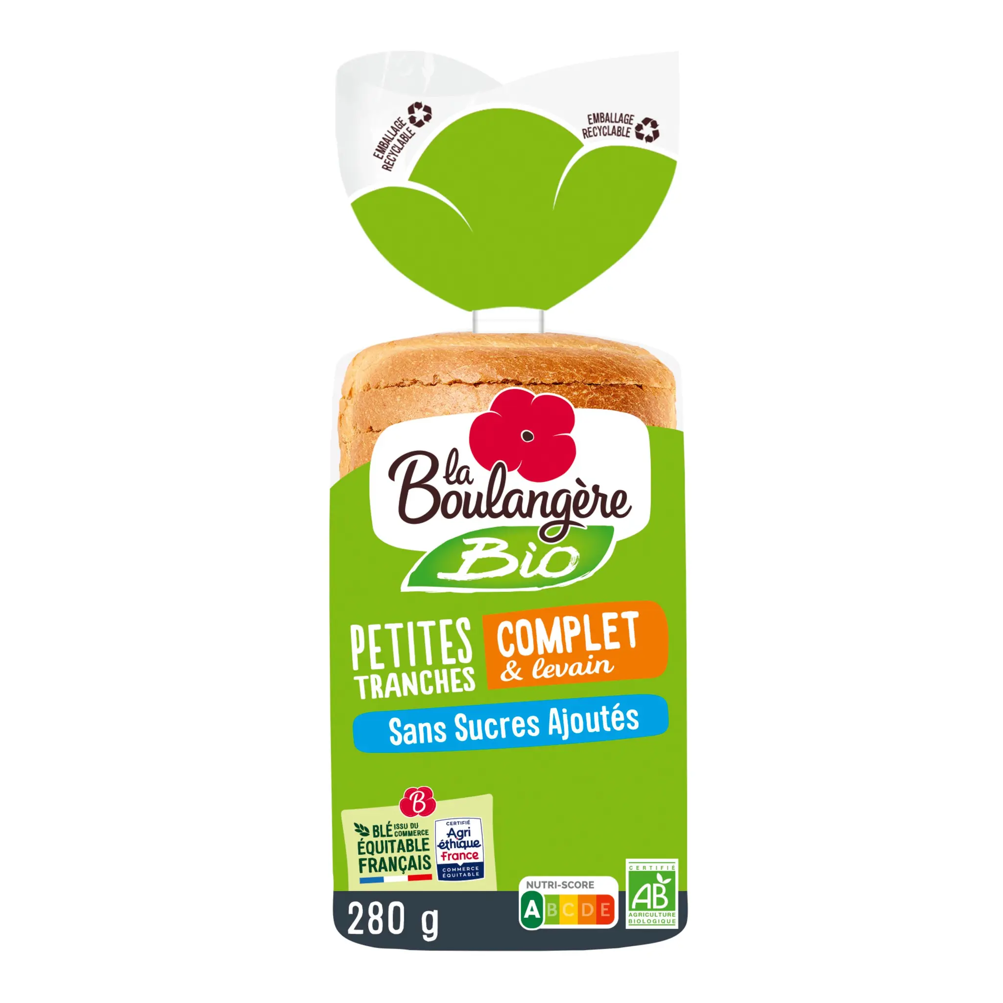LA BOULANGERE Pain de mie complet bio avec croûte sans sucres ajoutés