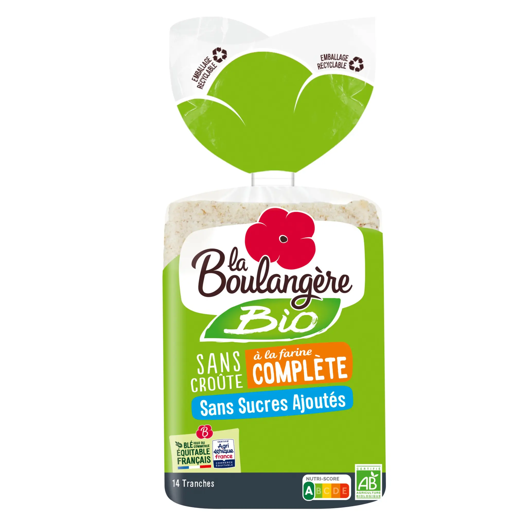 LA BOULANGERE Pain de mie complet bio sans croûte