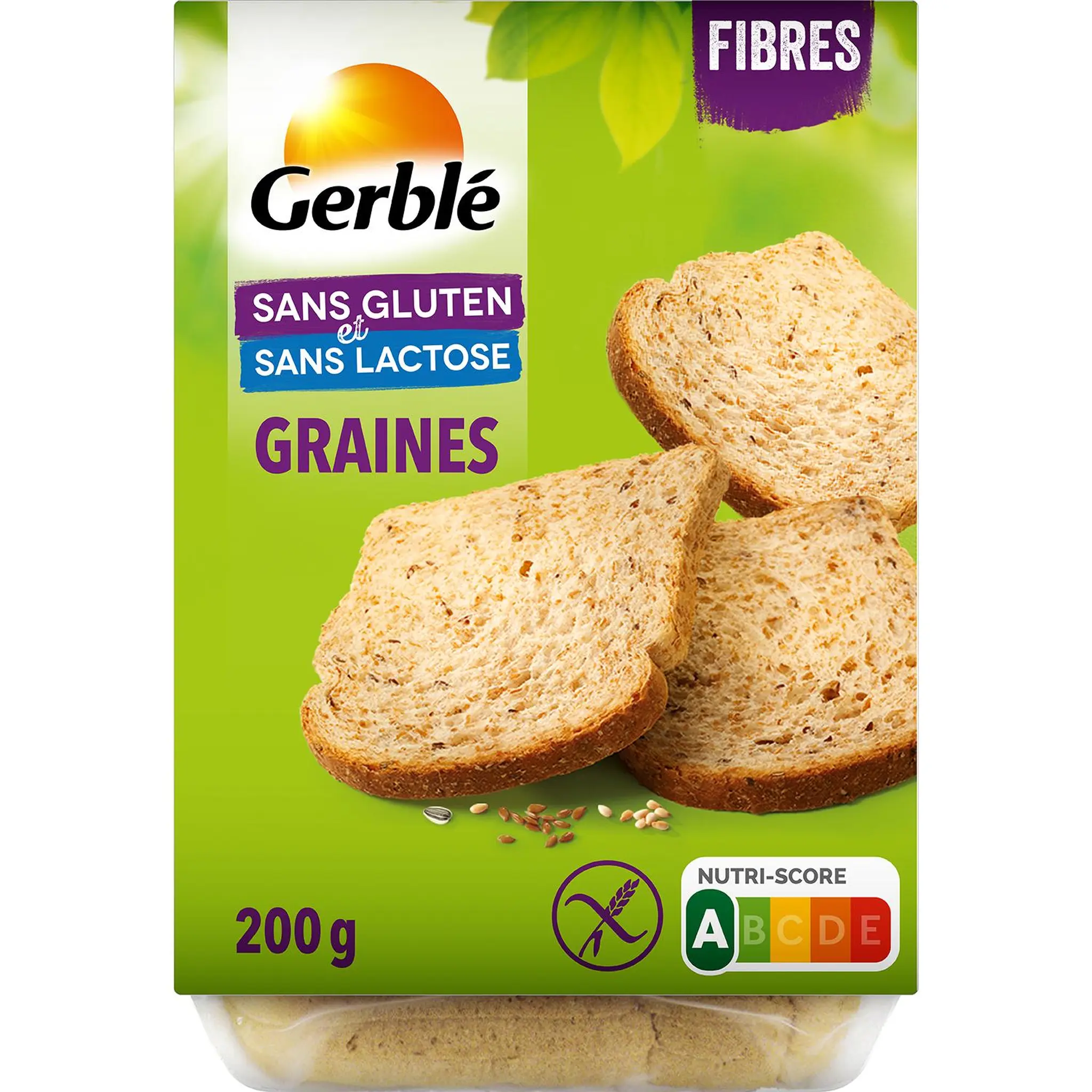 GERBLE Pain de mie tranché aux graines sans gluten et lactose