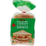 AUCHAN Pain de mie aux 7 céréales grandes tranches avec croûte spécial sandwich