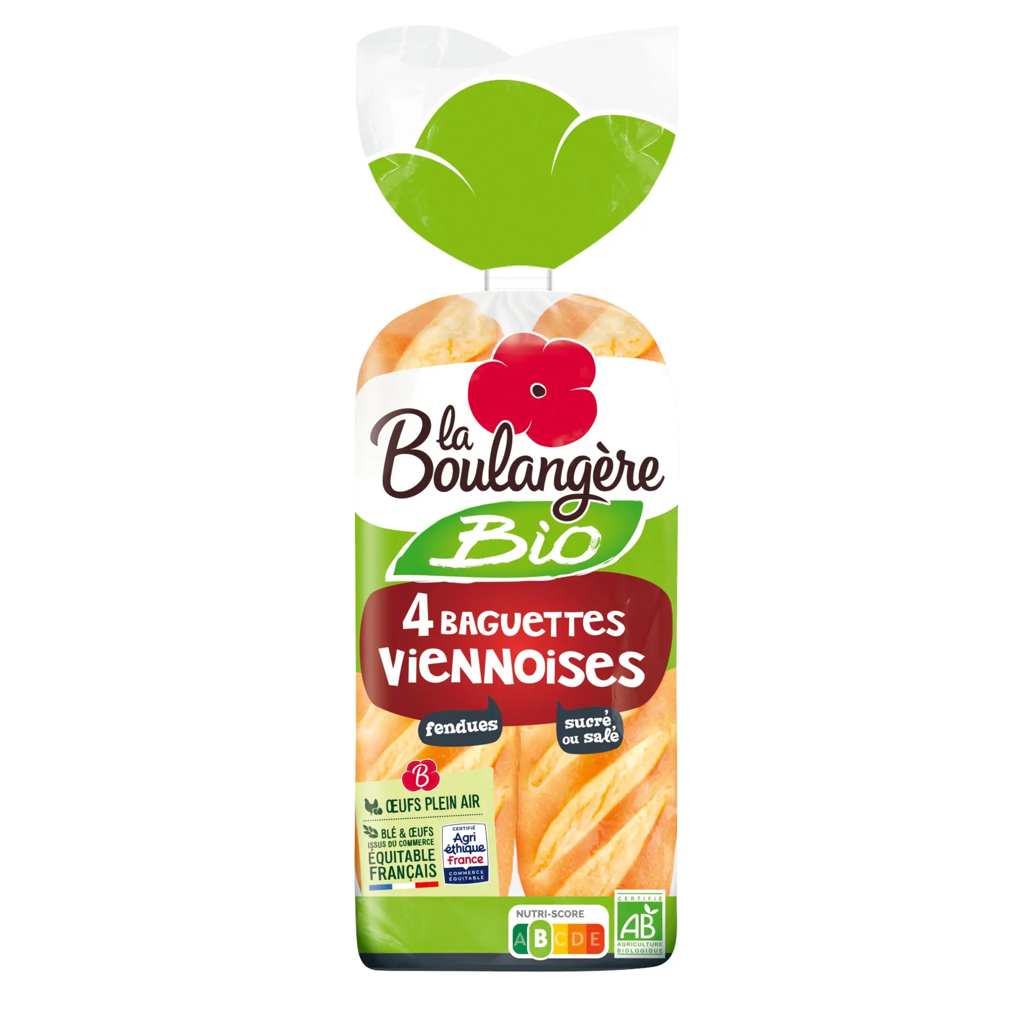 LA BOULANGERE Baguettes viennoise bio déjà fendues