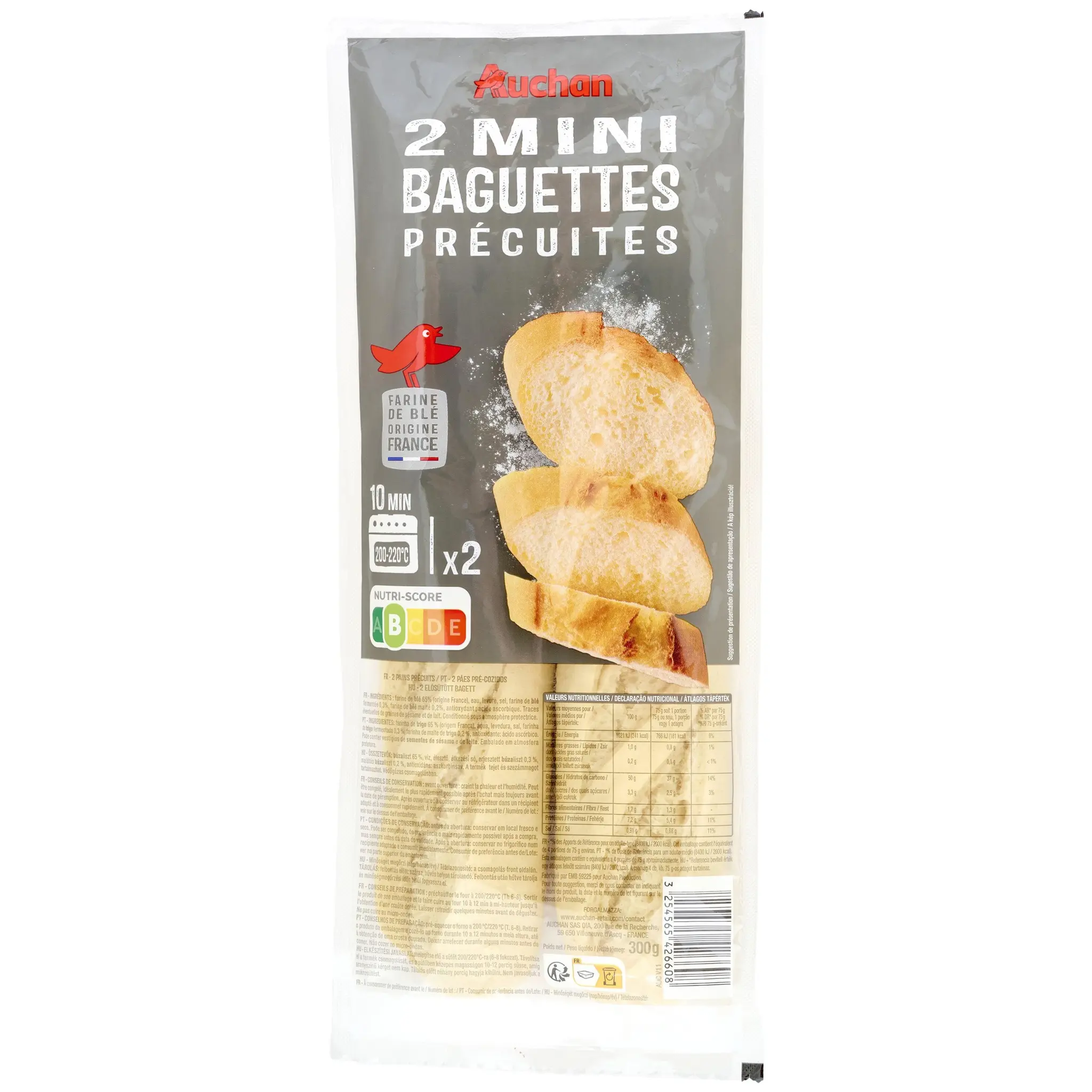 AUCHAN Mini baguettes précuites