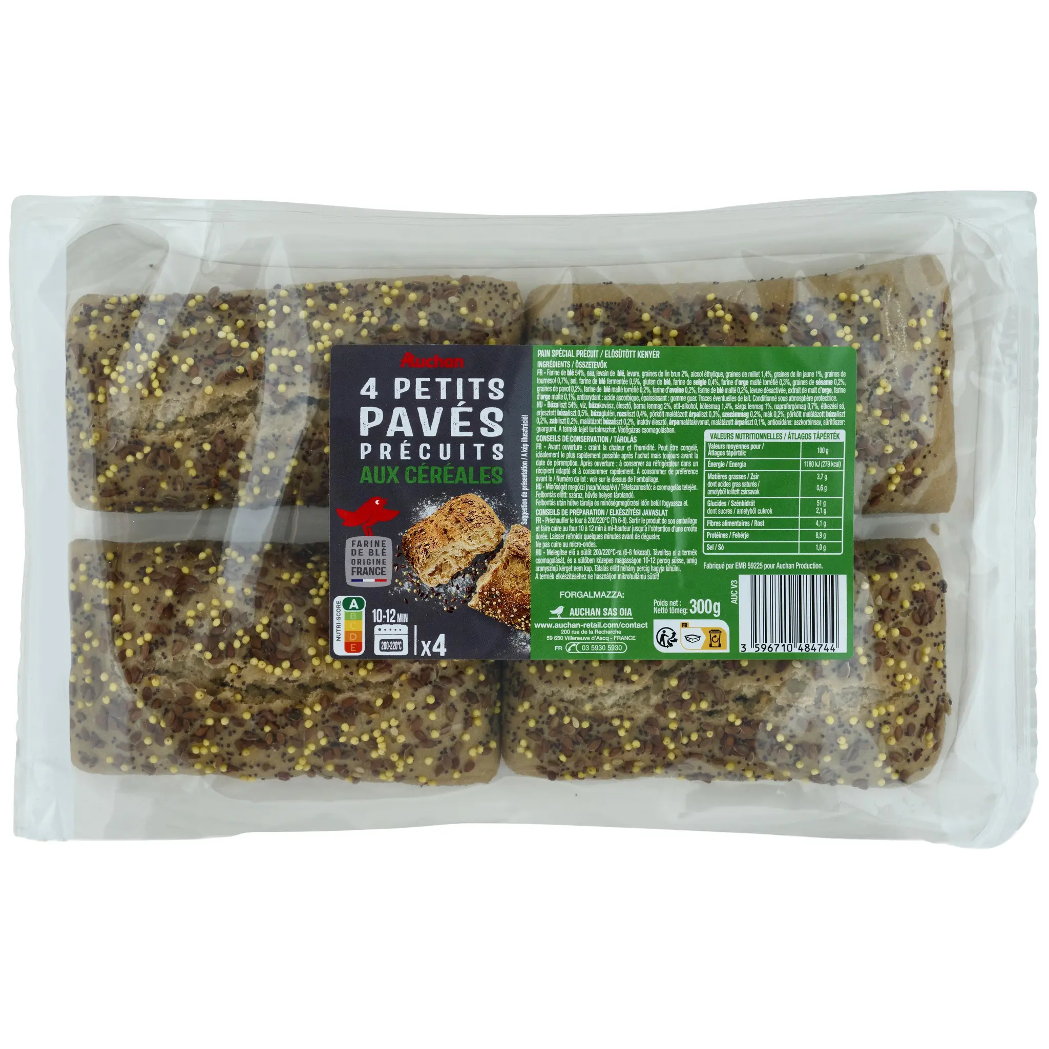AUCHAN Petits pavés précuits aux céréales