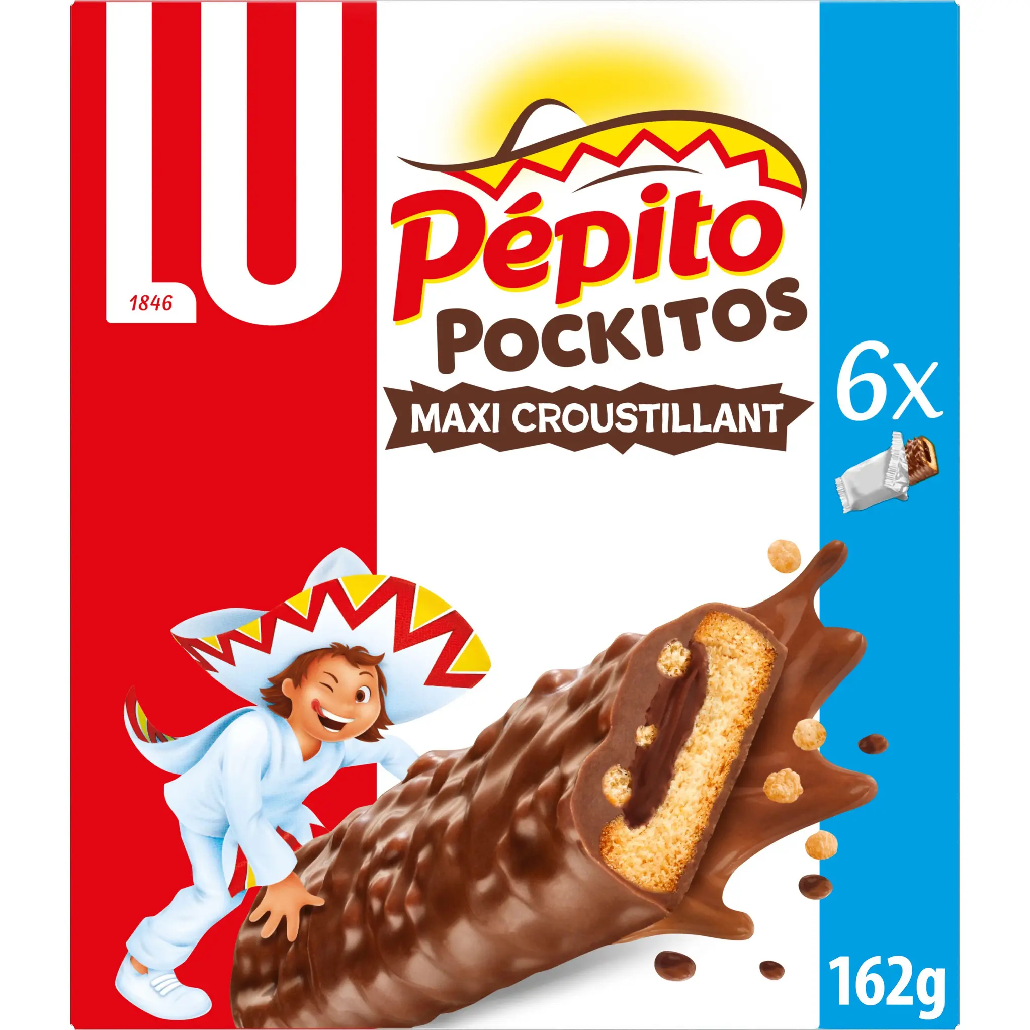 PEPITO Pockitos biscuits barres croustillantes au chocolat au lait et riz soufflé sachets individuels