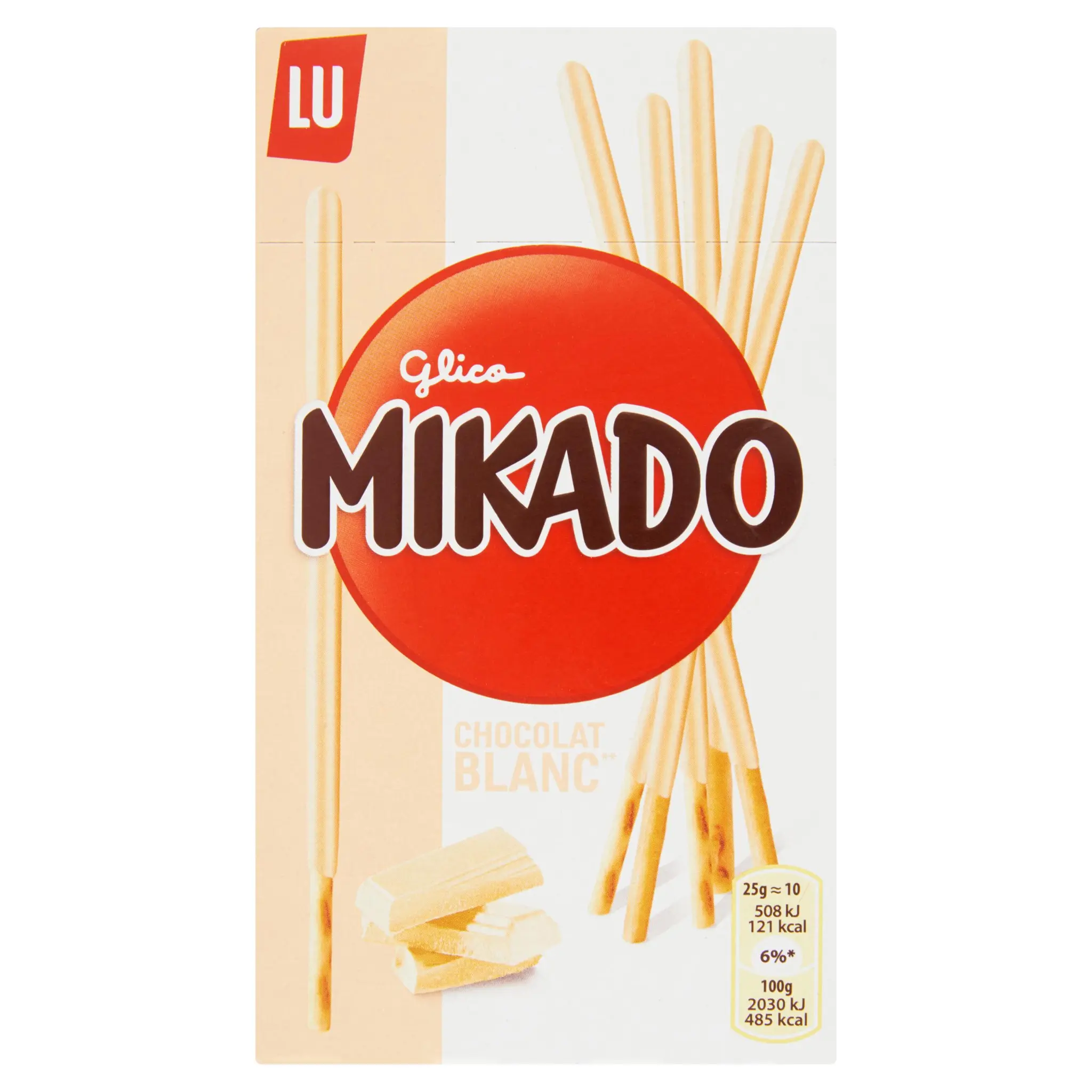MIKADO Biscuits bâtonnets nappés au chocolat blanc