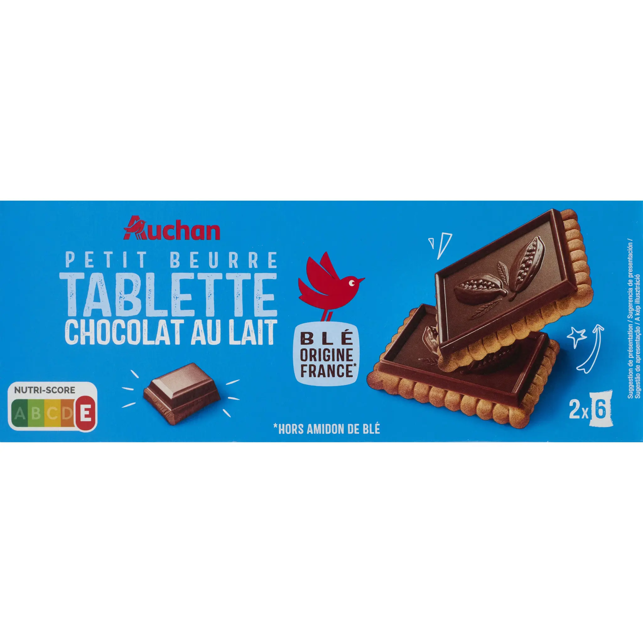 AUCHAN Biscuits petit beurre au chocolat au lait