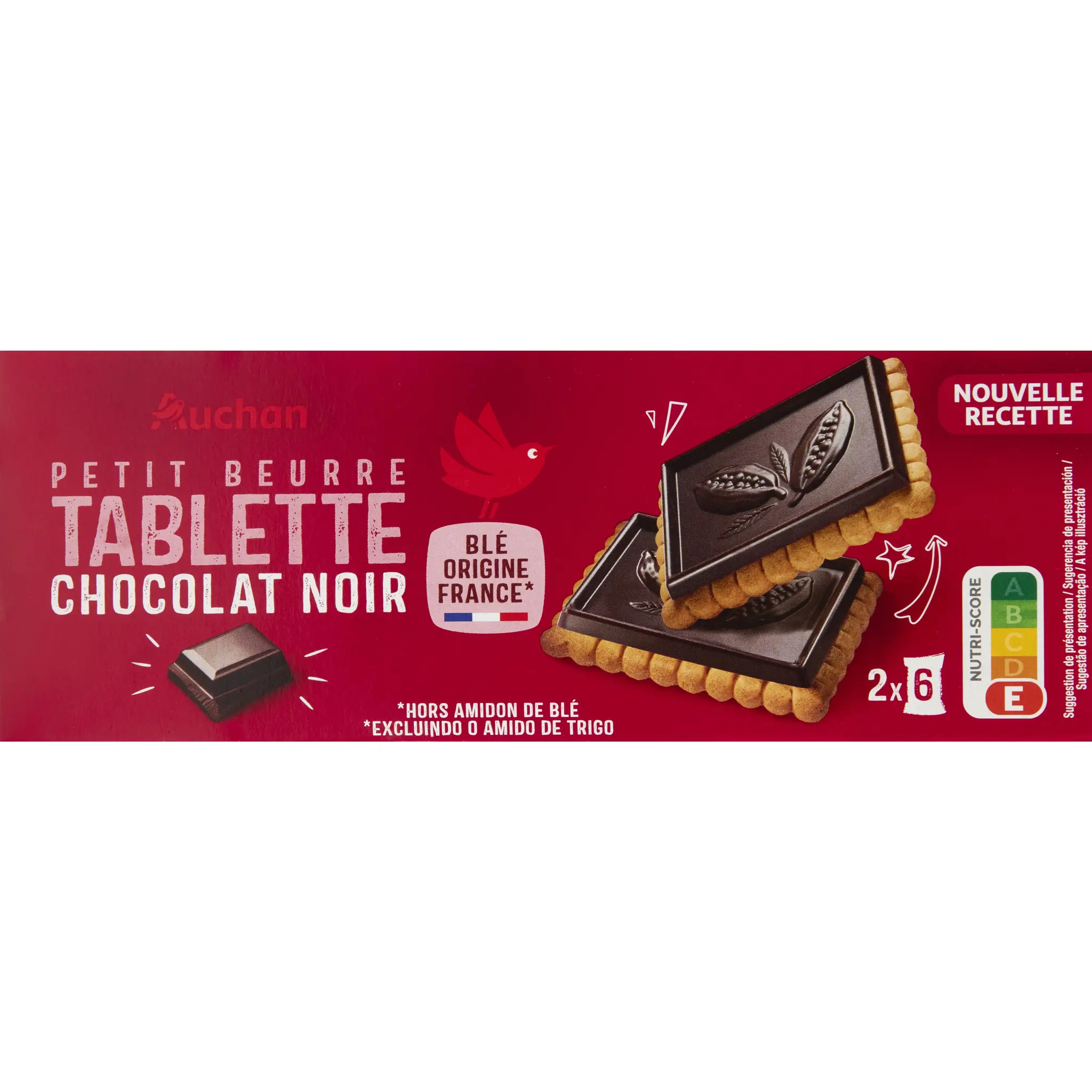 AUCHAN Petit beurre au chocolat noir