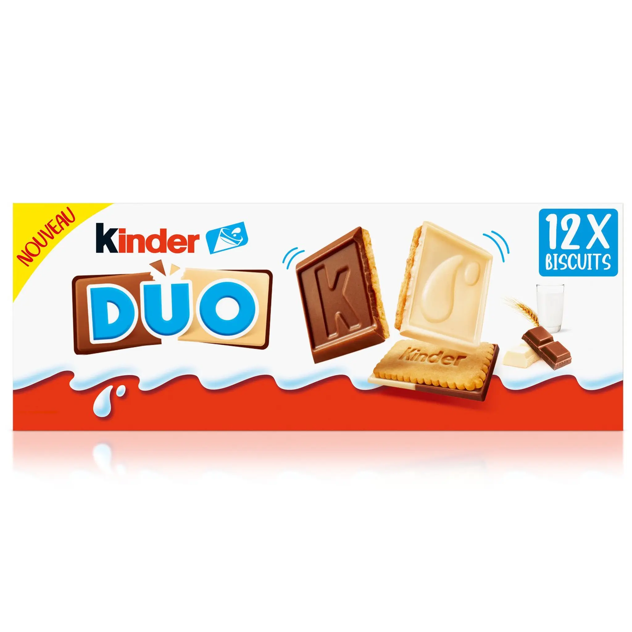KINDER Duo Biscuits nappés de chocolat au lait et chocolat blanc