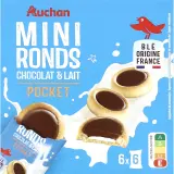 AUCHAN Mini ronds tartelettes chocolat et lait sachets fraîcheur
