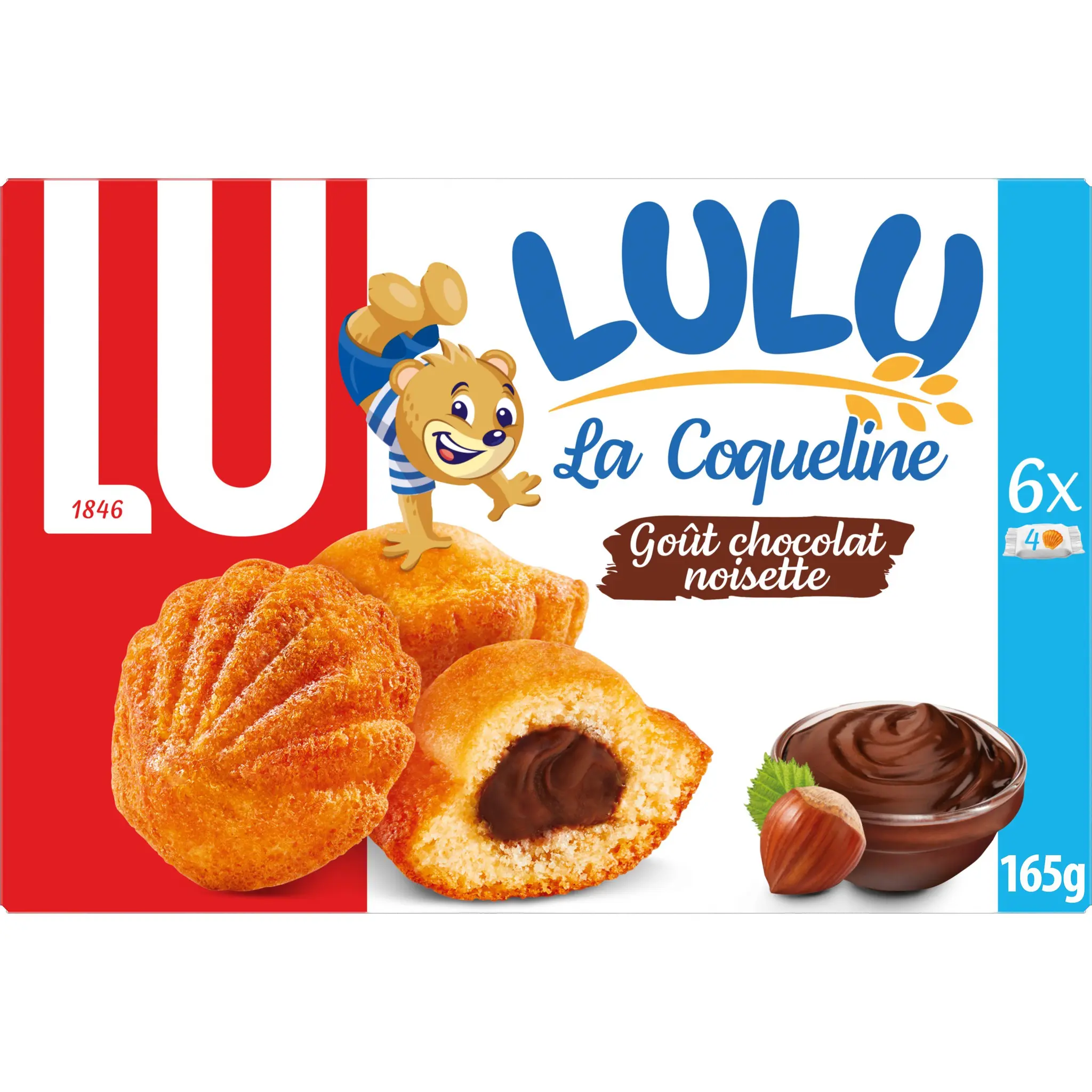 LU Lulu la coqueline, gâteau fourré chocolat noisette sachets fraîcheur