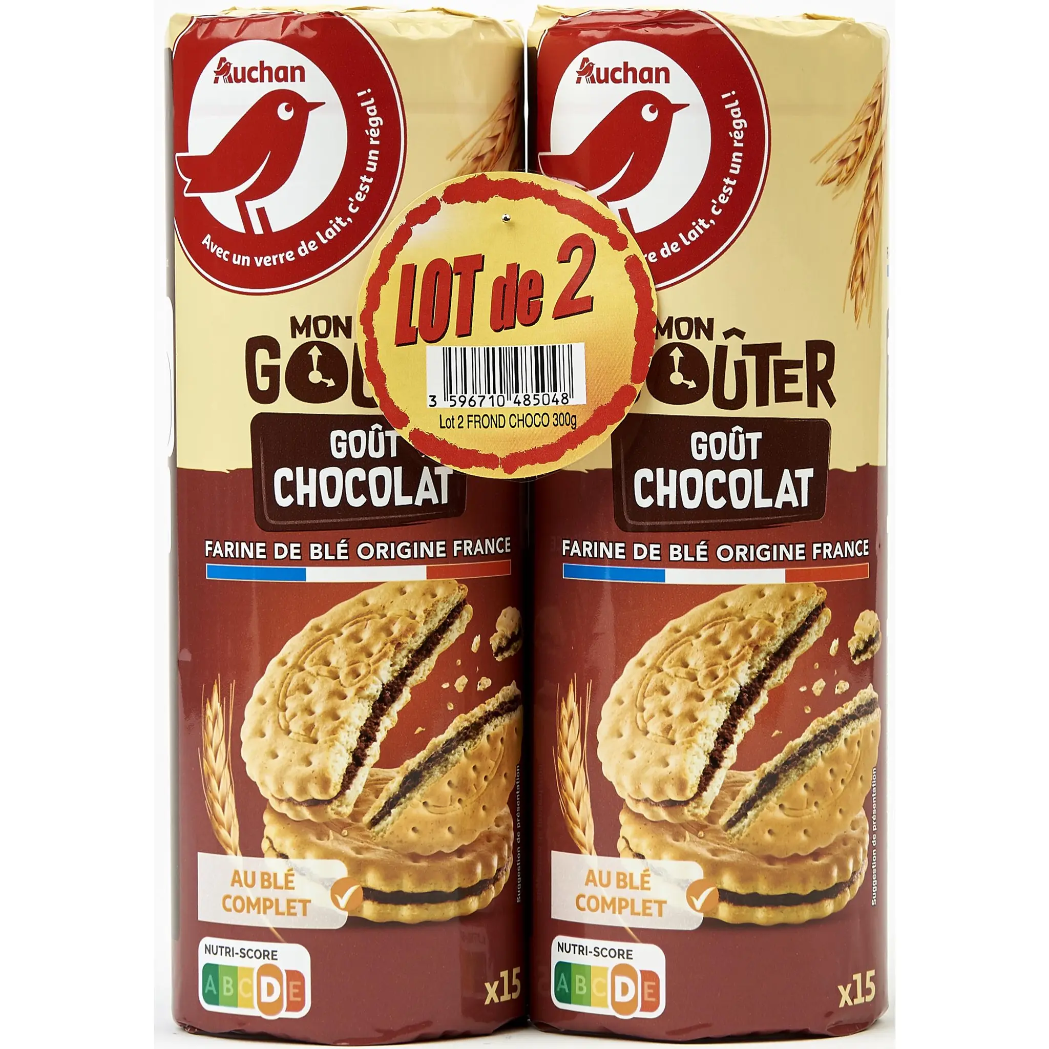 AUCHAN Mon gouter Biscuits fourrés au chocolat