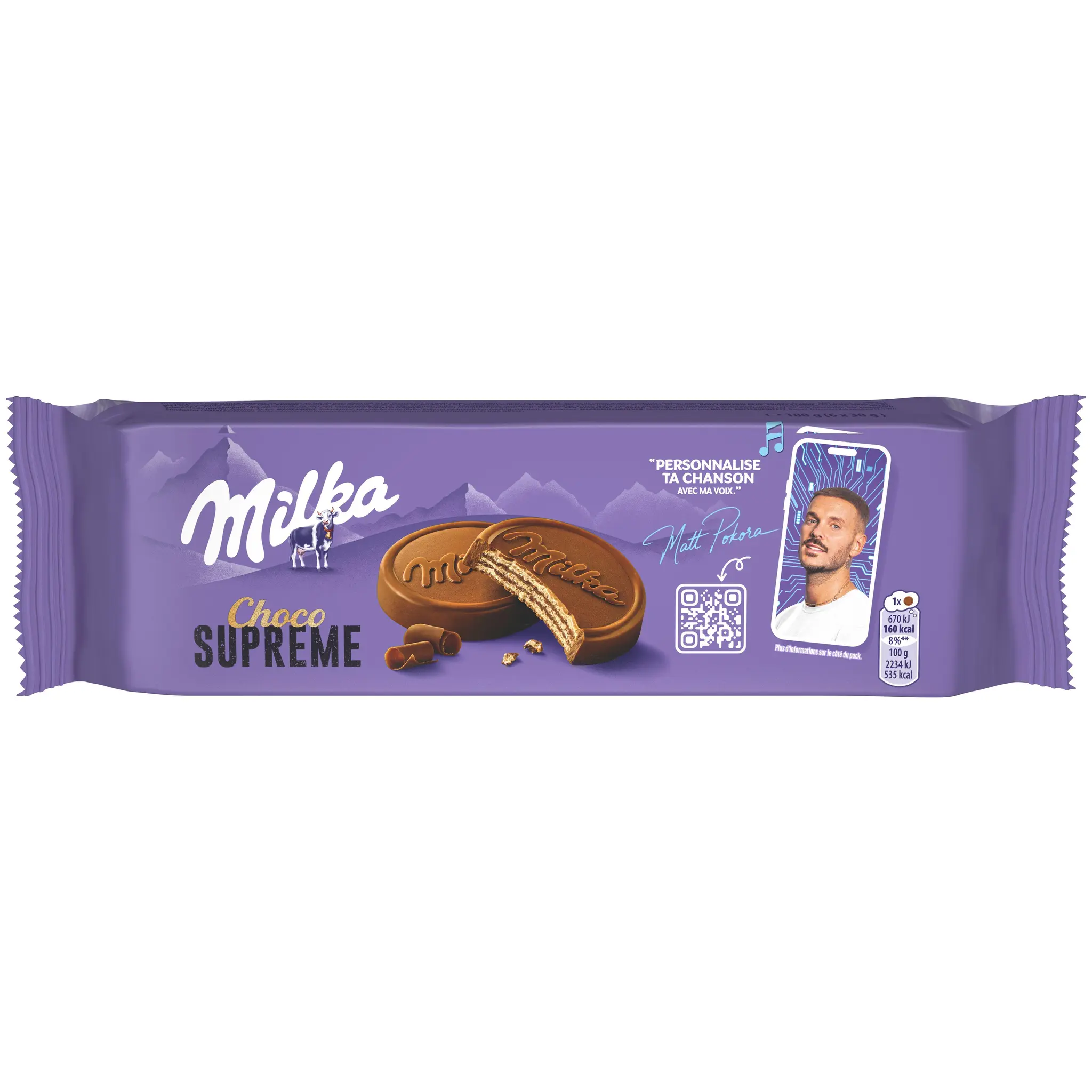 MILKA Choco Suprême Biscuits gaufrettes enrobés au chocolat au lait