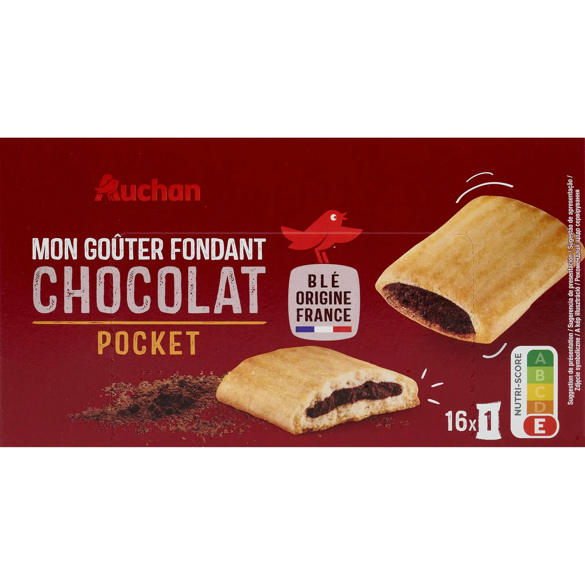 AUCHAN Biscuit fourré au chocolat sachets individuels