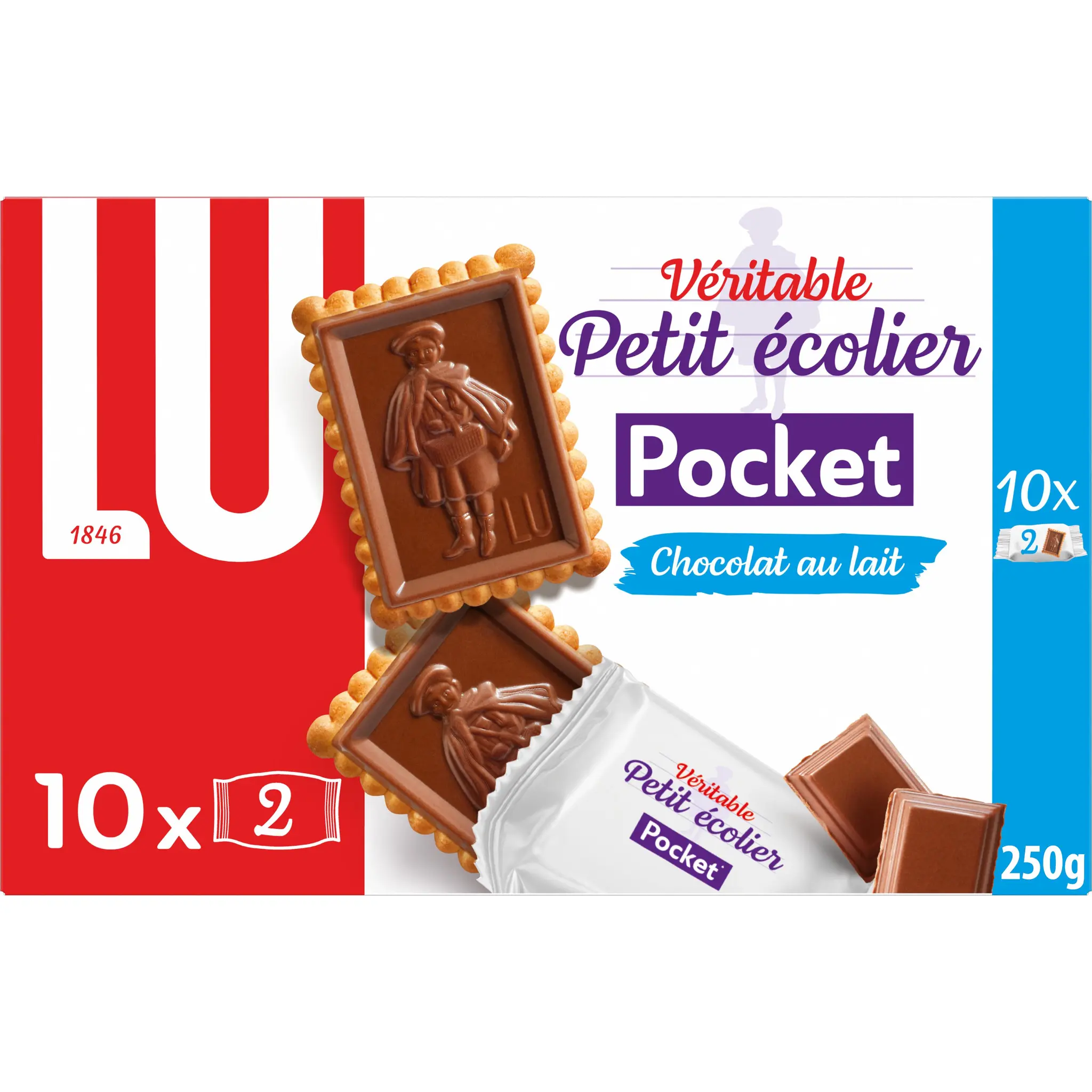 PETIT ECOLIER Pocket biscuits petit beurre nappés au chocolat au lait