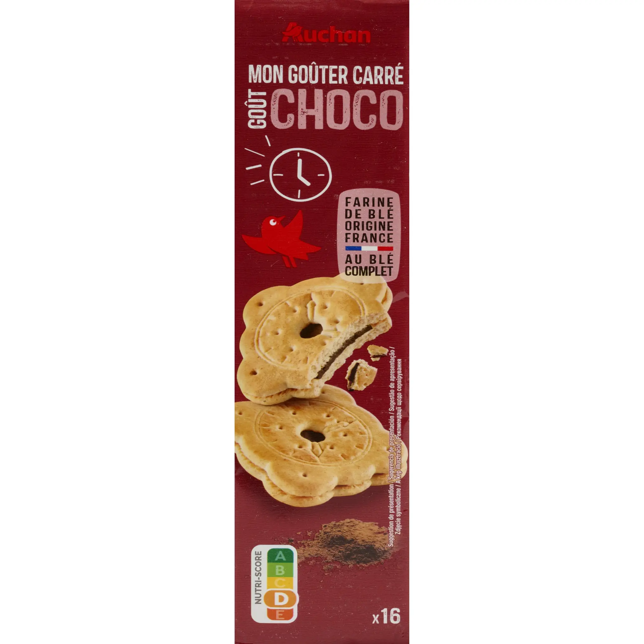 AUCHAN Mon Goûter Biscuits fourrés saveur chocolat