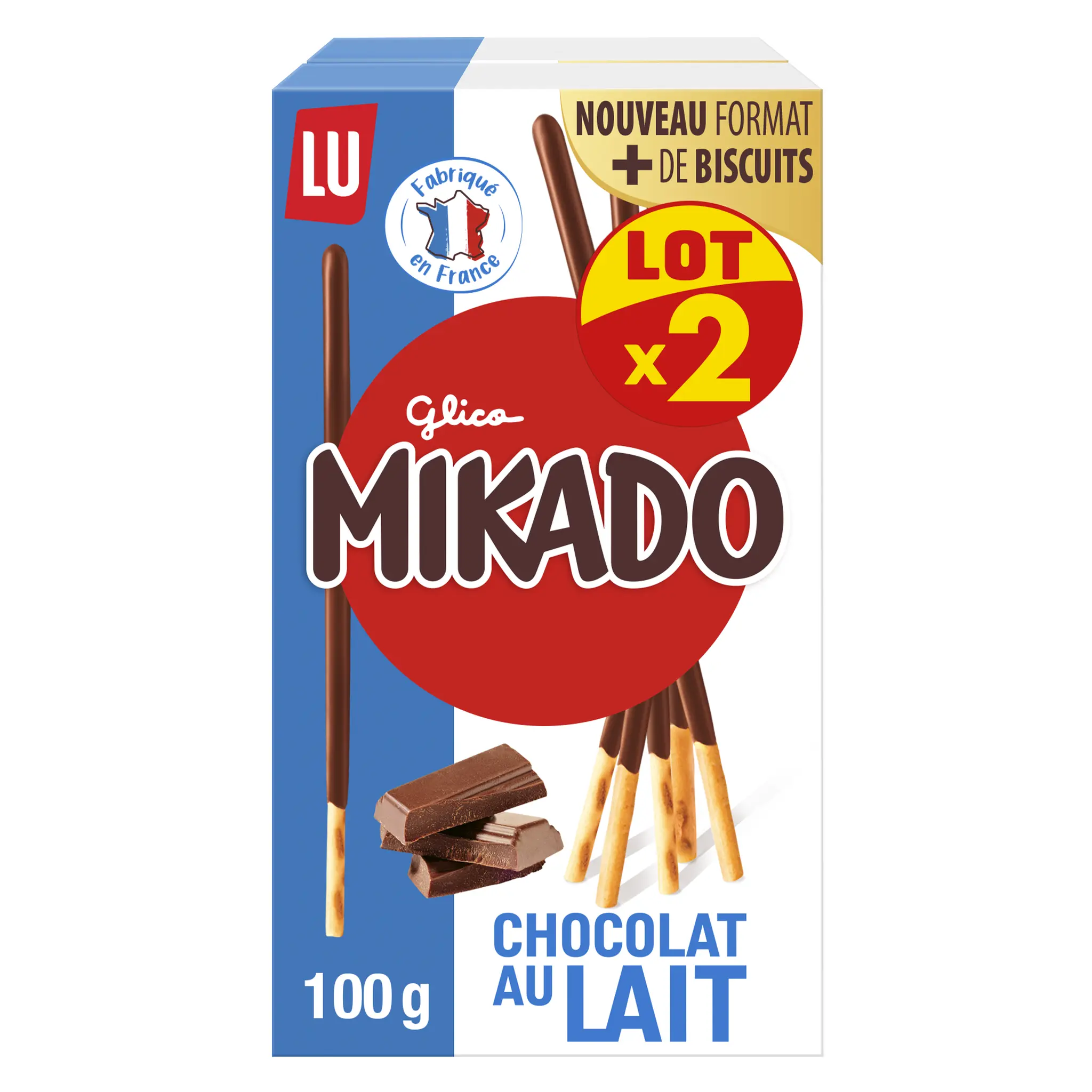 MIKADO Biscuits bâtonnets nappés de chocolat au lait