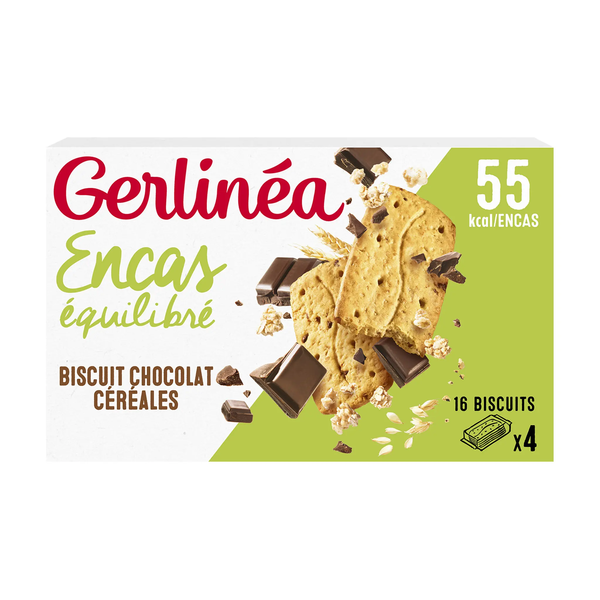 GERLINEA Biscuits minceur chocolat céréales sachets fraîcheur