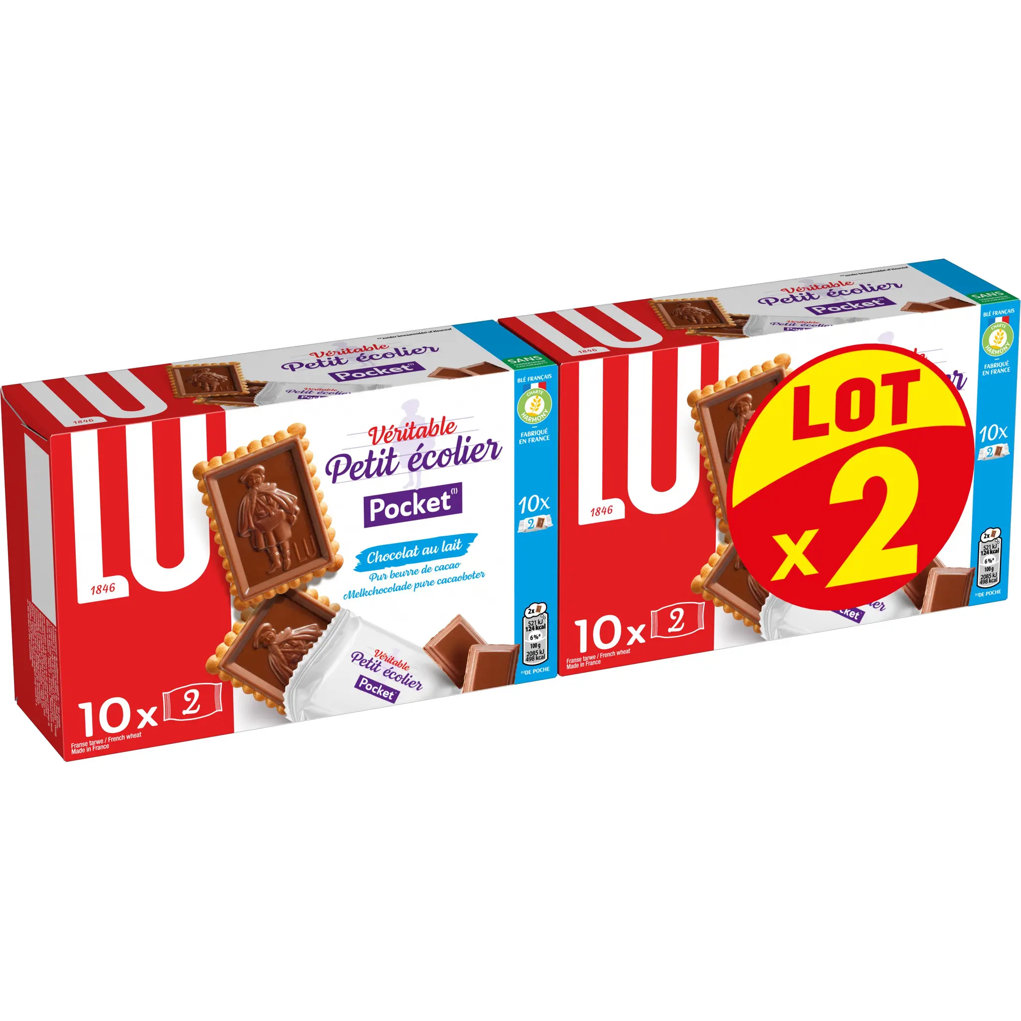 PETIT ECOLIER Pocket biscuit petit beurre au chocolat au lait