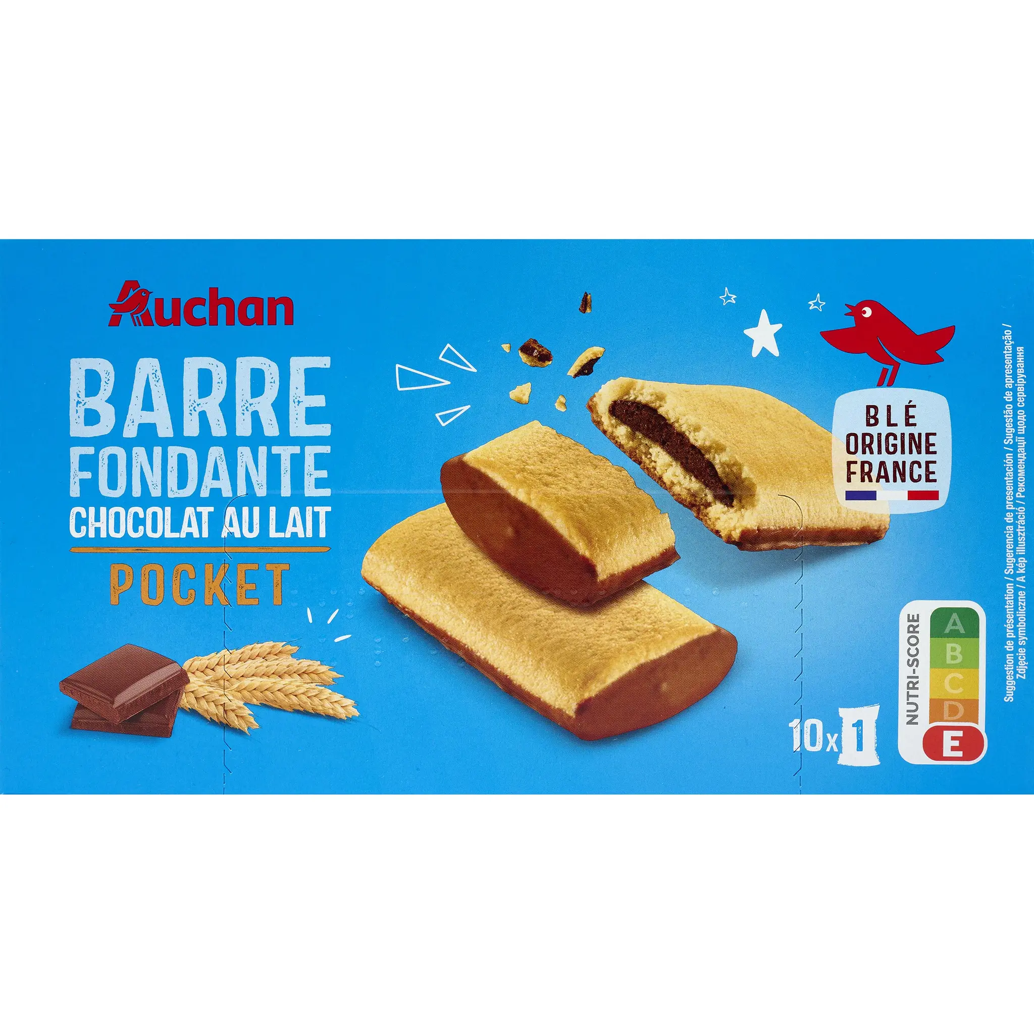 AUCHAN Biscuits sablés fourrés au chocolat au lait sachets individuels