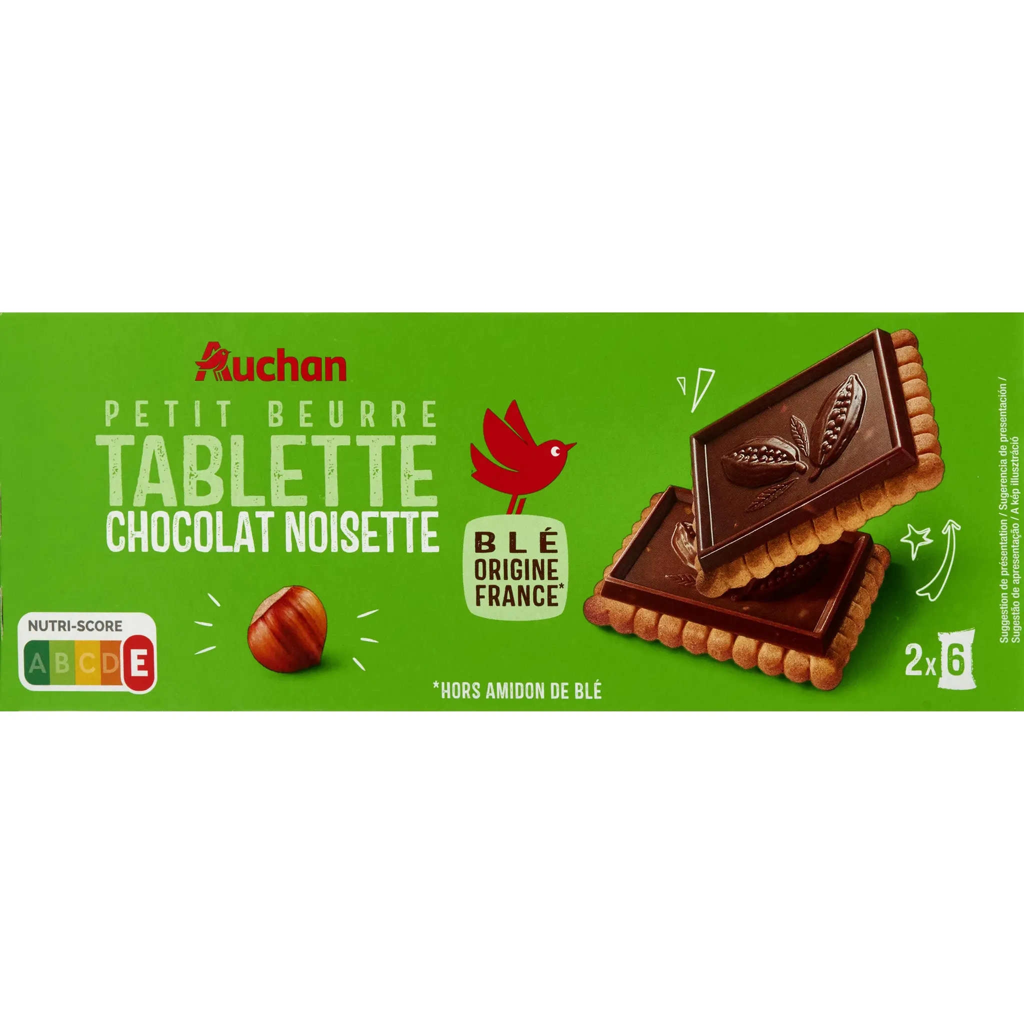 AUCHAN Petit beurre tablette chocolat noisette