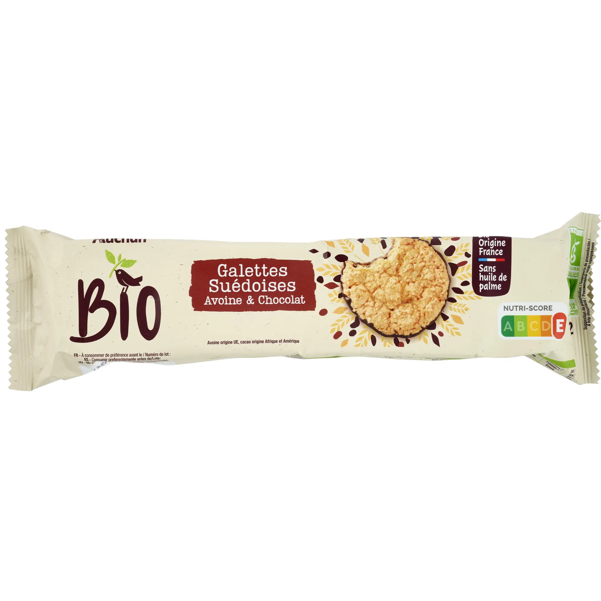 AUCHAN BIO Galettes suédoises bio au chocolat noir