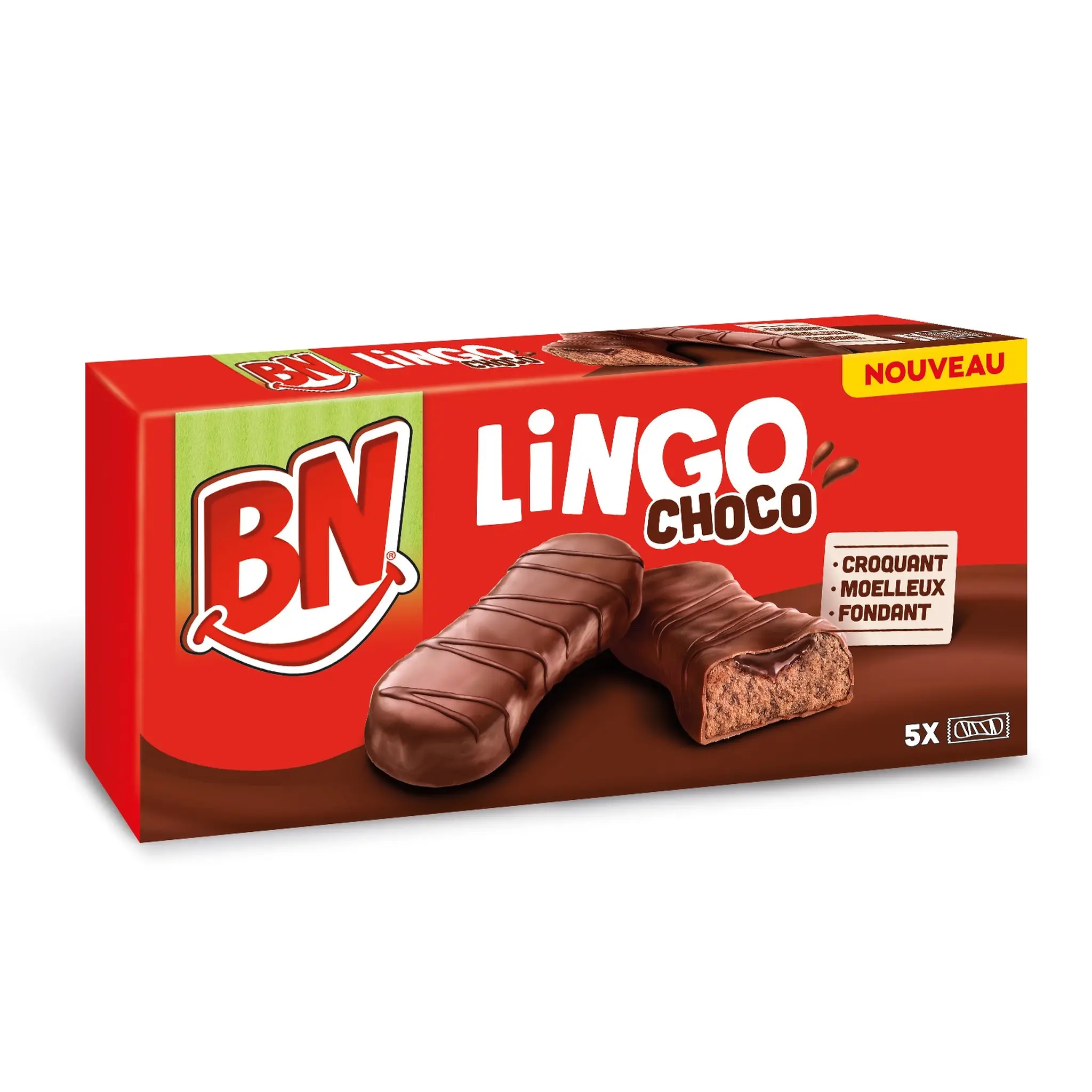BN Lingo Choco Gâteaux moelleux fourrés enrobés de chocolat au lait sachets fraîcheur
