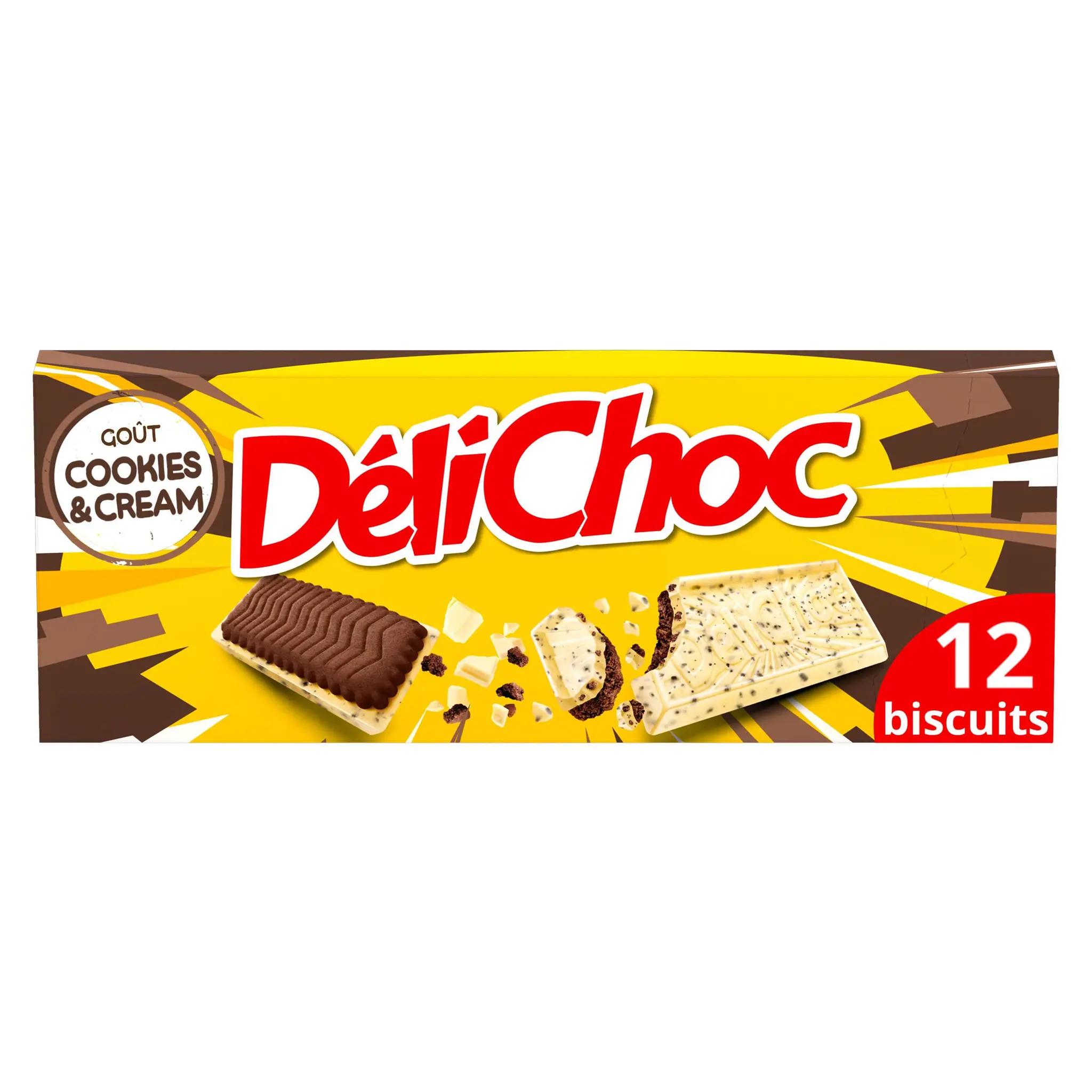 DELICHOC Biscuits Cookies et Cream ultra croustillants au chocolat