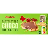AUCHAN Tartelettes nappées chocolat noisette sachets fraîcheur