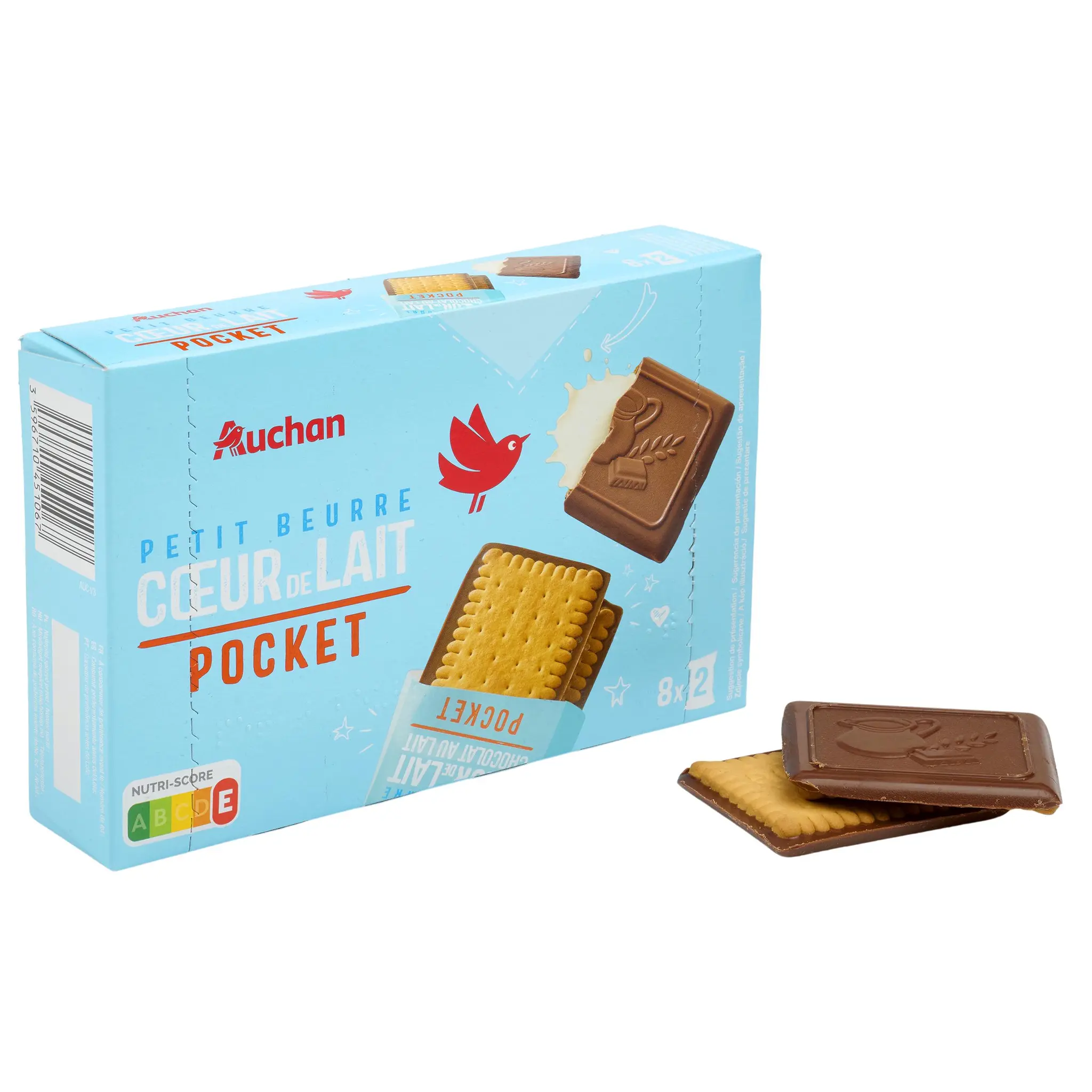 AUCHAN Petit beurre cœur de lait sachets fraîcheur