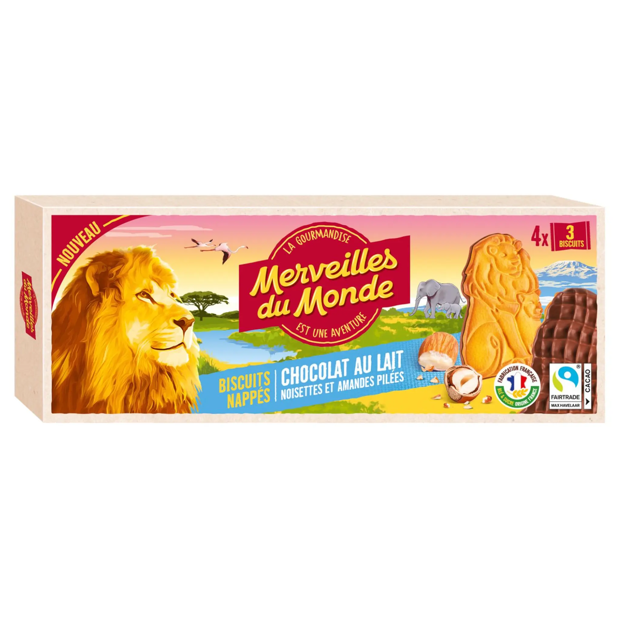 MERVEILLES DU MONDE Biscuits nappés au chocolat au lait, noisettes et amandes