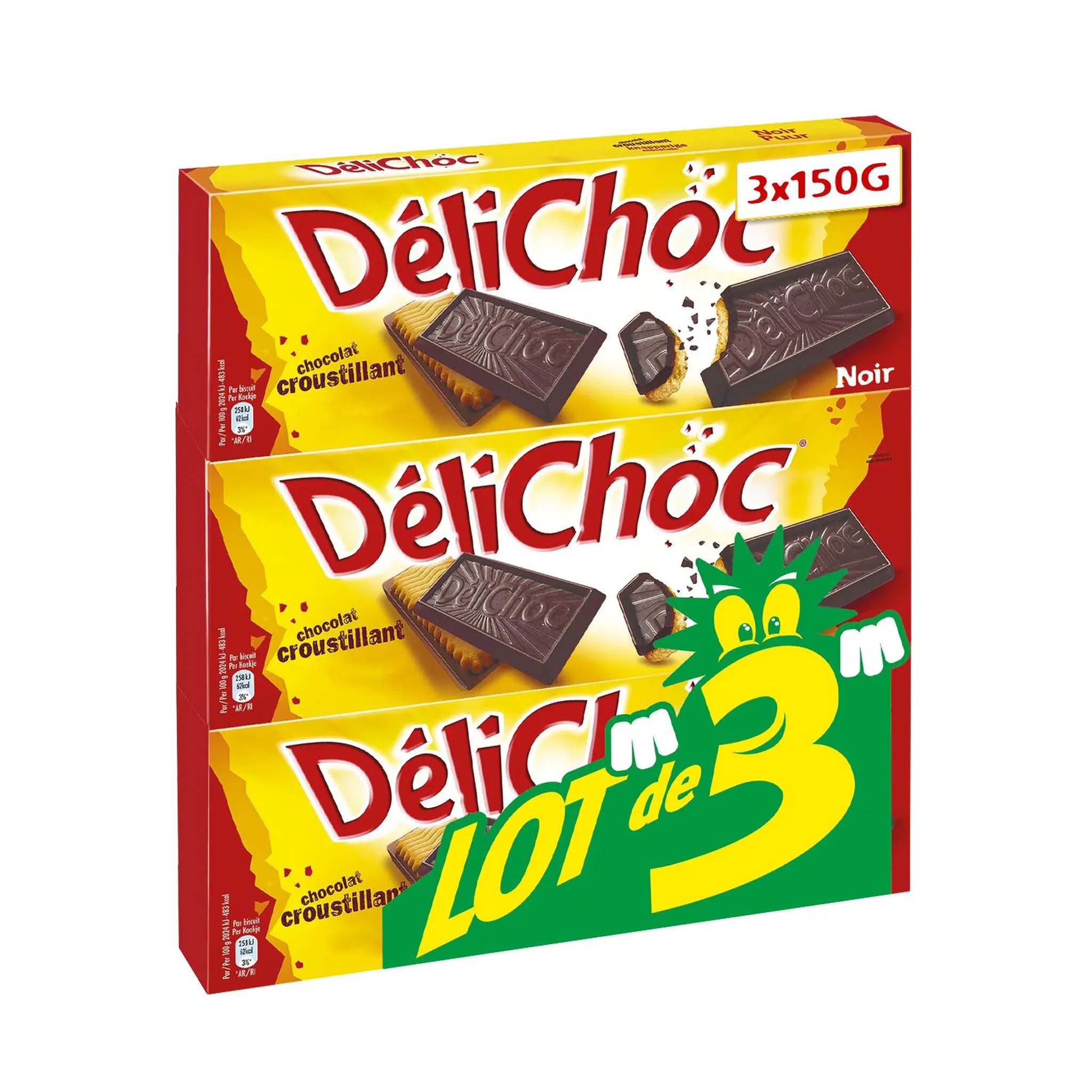 DELICHOC Biscuits sablés nappés de chocolat noir