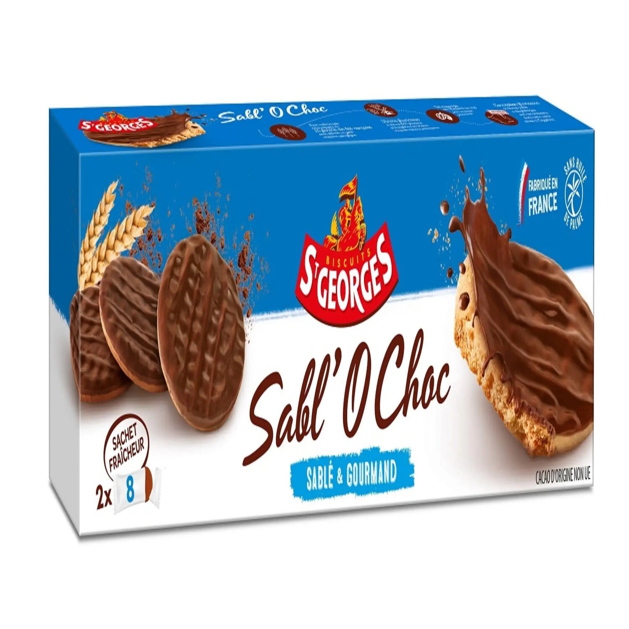 ST GEORGES Biscuits Sabl'O Choc nappé au chocolat au lait