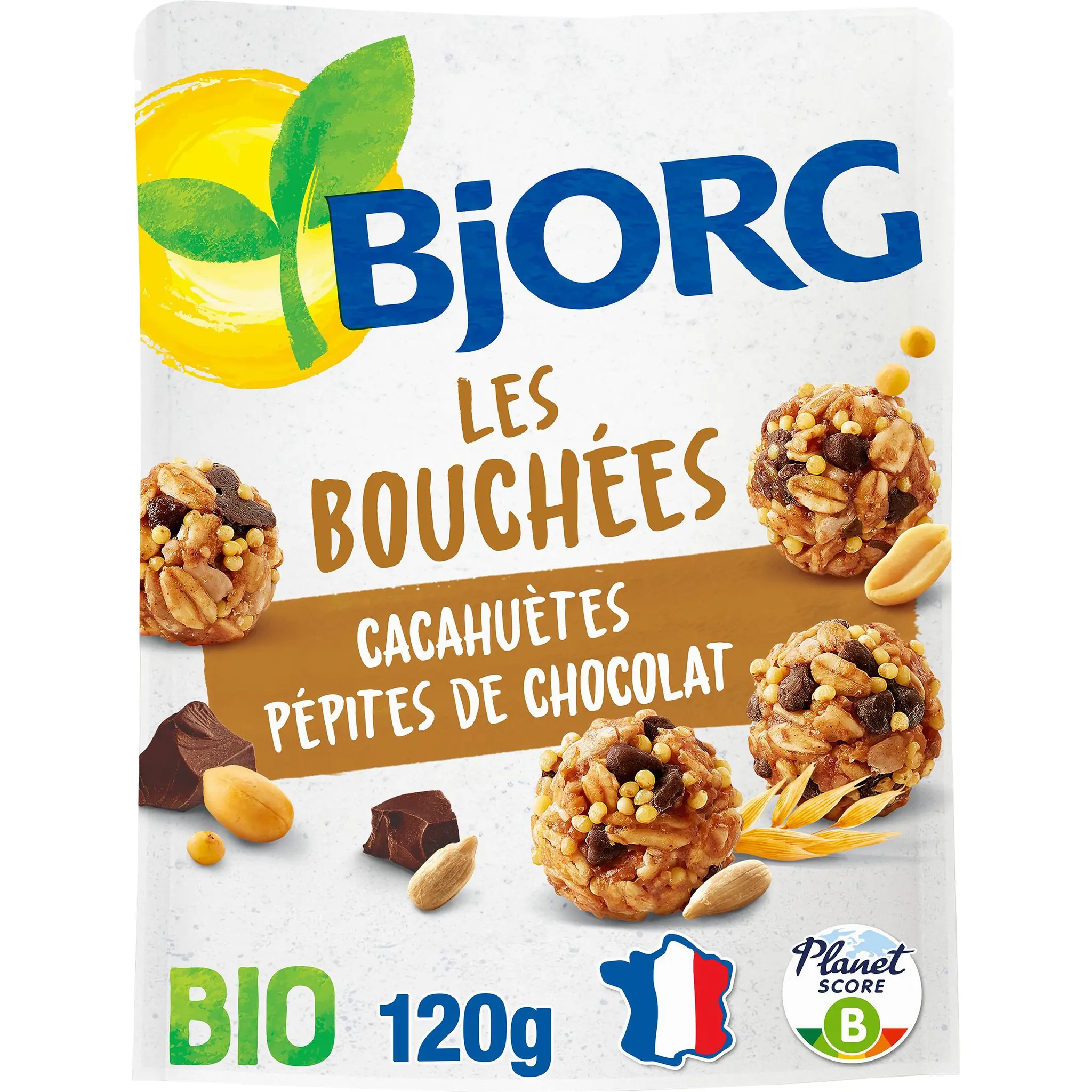 BJORG Les Bouchées aux céréales avec des pépites de chocolat et cacahuètes bio
