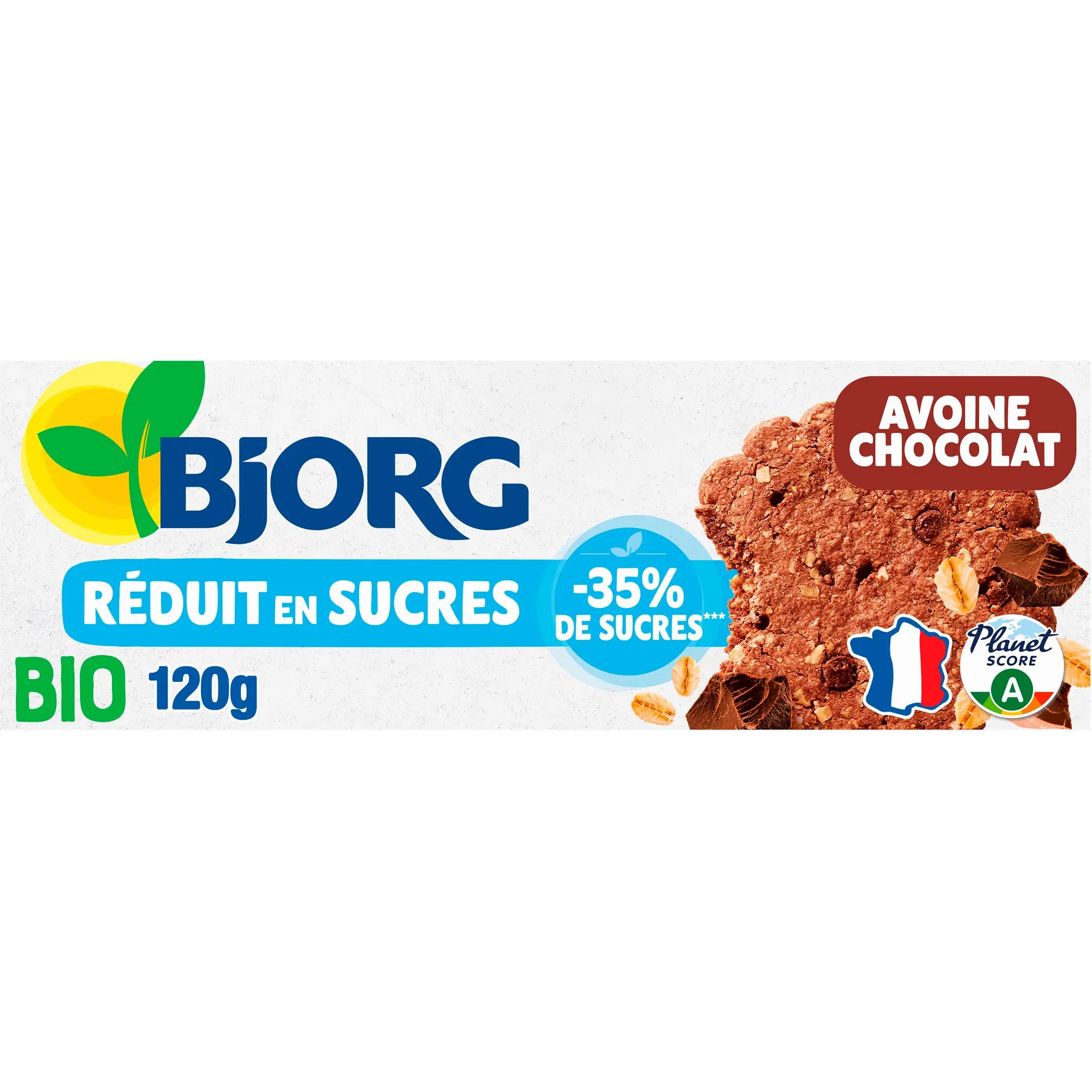 BJORG Biscuits bio à l'avoine aux pépites de chocolat réduit en sucres sans huile de palme