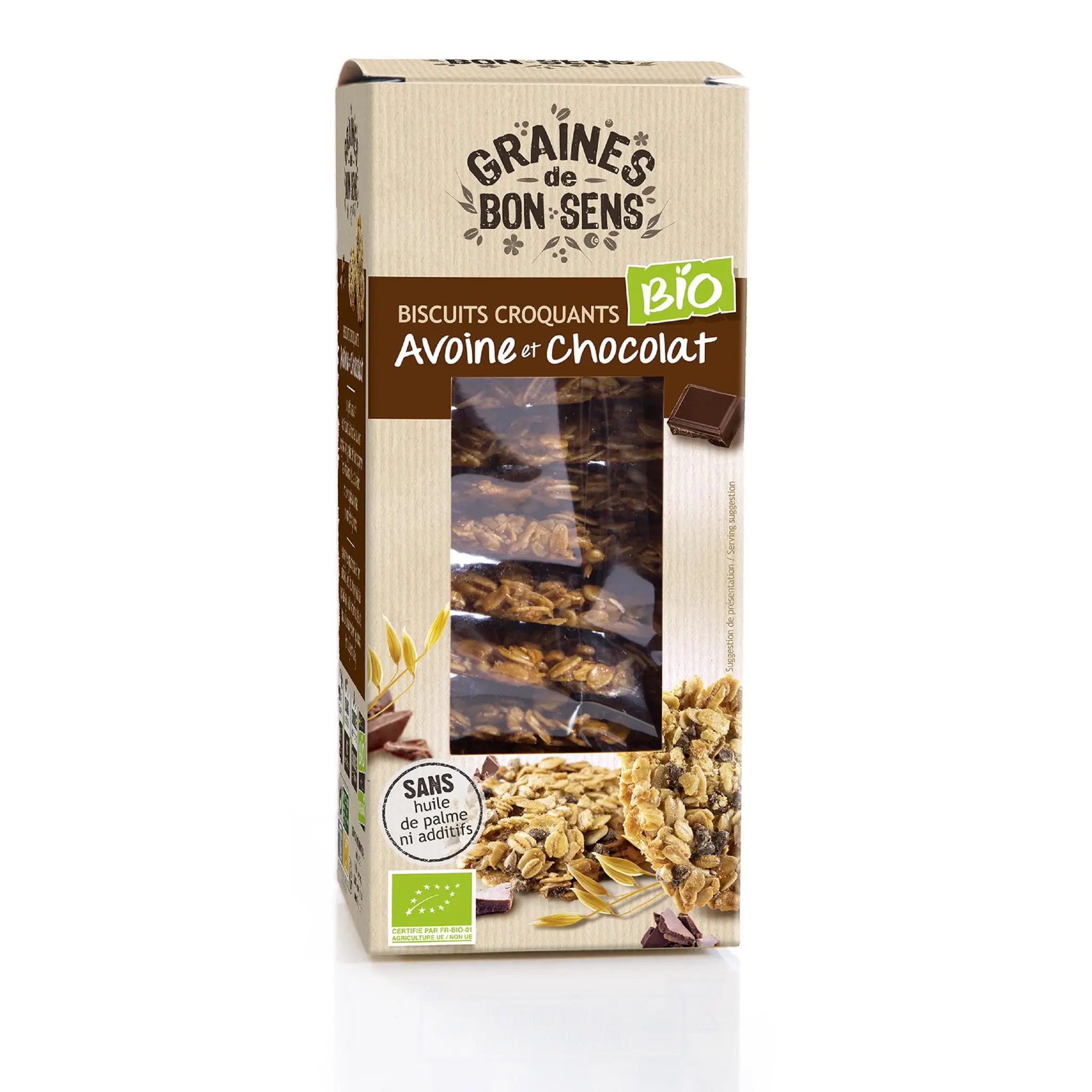GRAINES DE BON SENS Biscuits croquants bio à l'avoine et chocolat