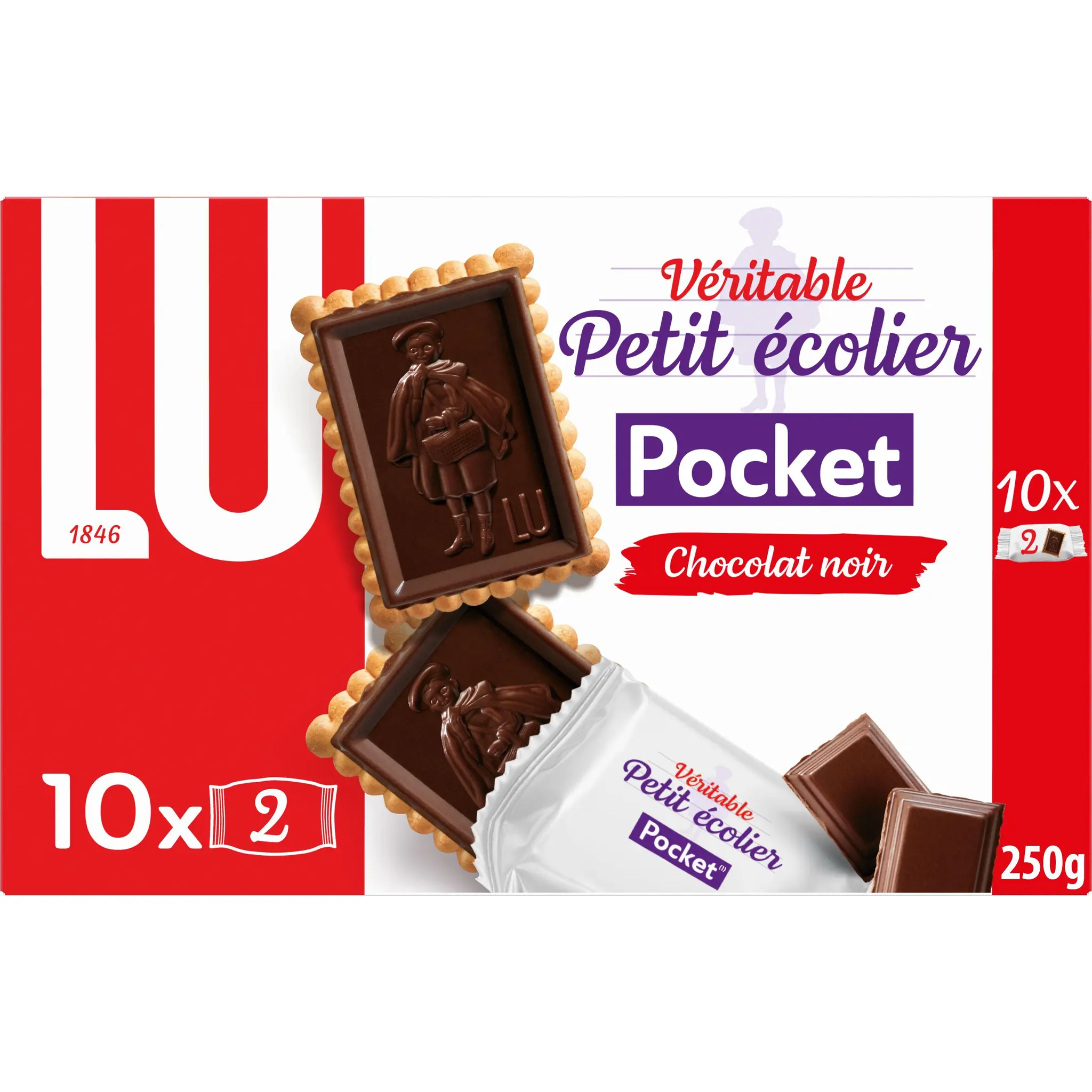 PETIT ECOLIER Biscuits nappés chocolat noir sachets fraîcheur