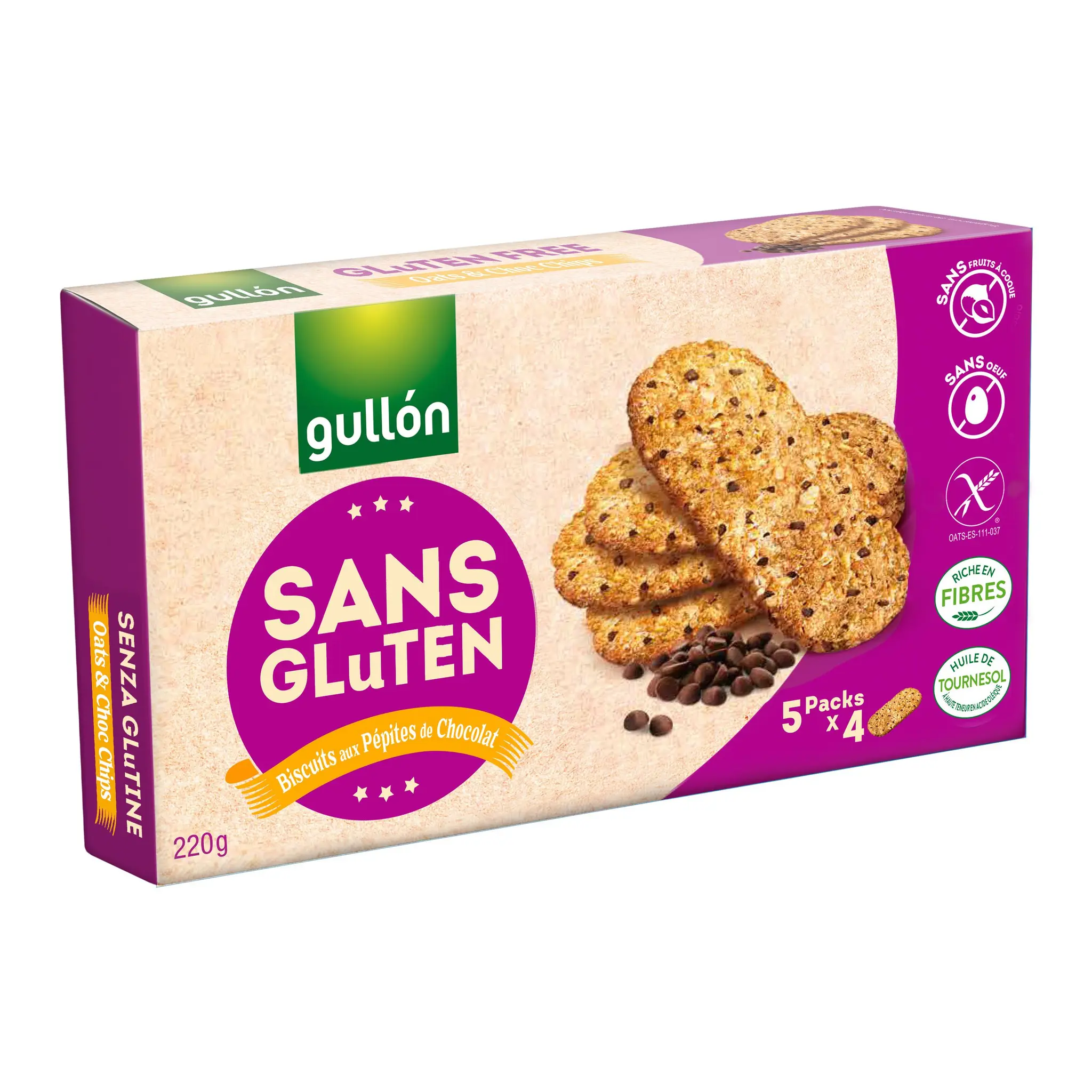 GULLON Biscuits aux pépites de chocolat sans gluten