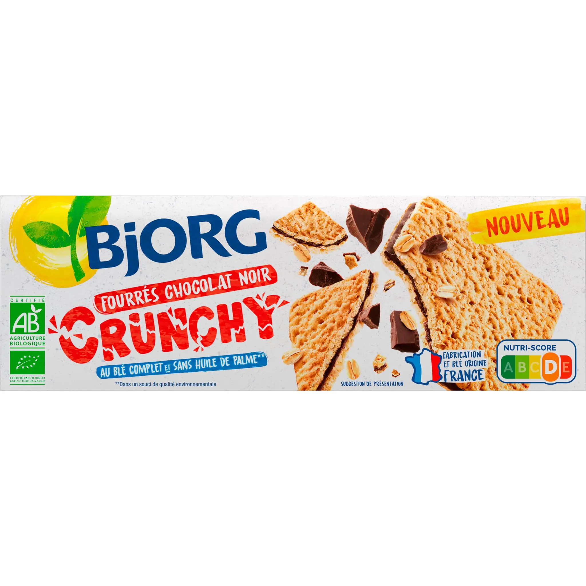 BJORG Biscuits bio Crunchy fourrés de chocolat noir