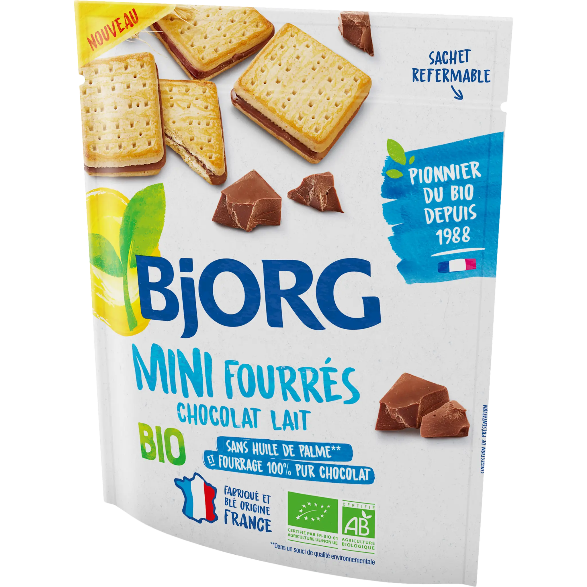 BJORG Biscuits mini fourrés au chocolat au lait bio