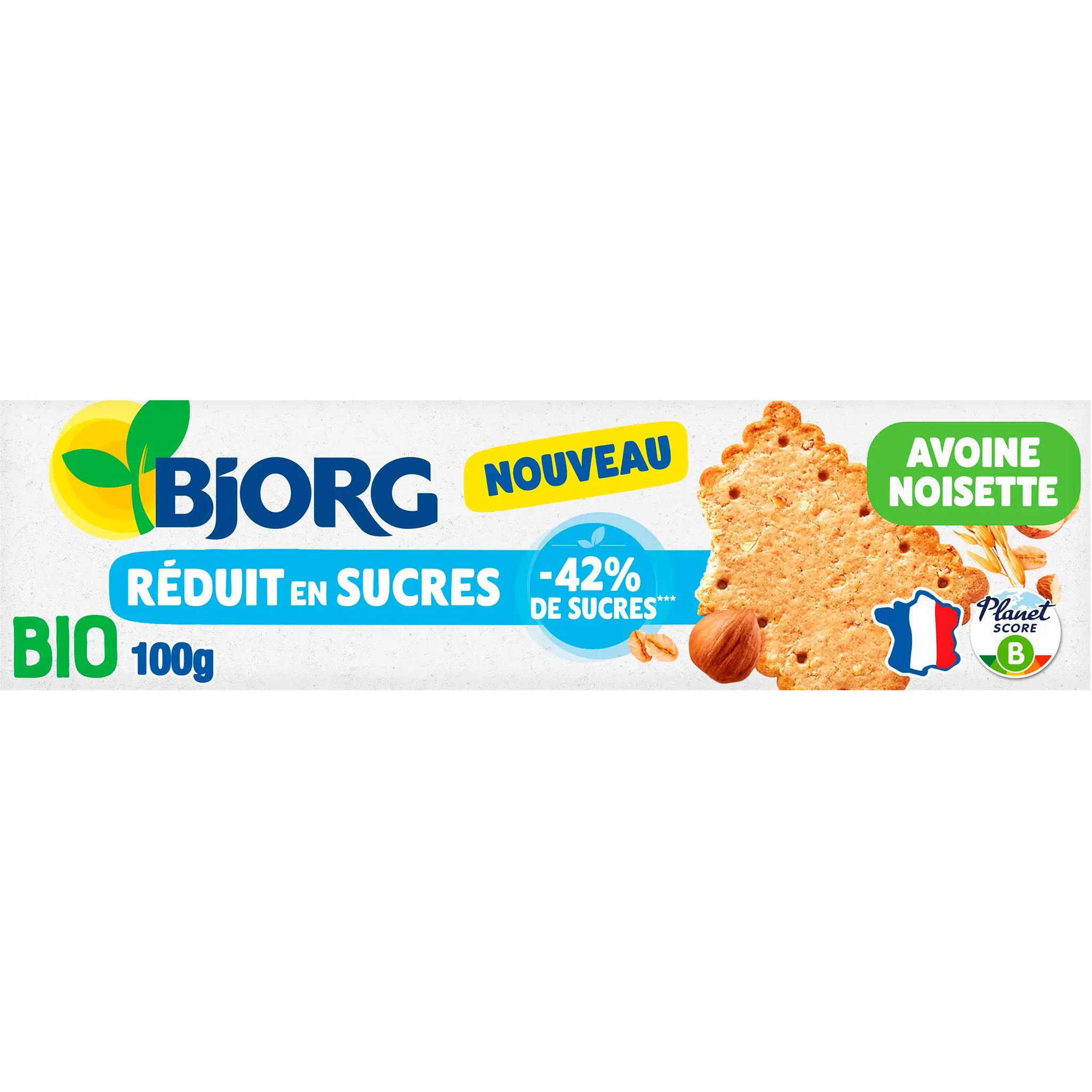 BJORG Biscuits bio à l'avoine et aux noisettes réduit en sucres