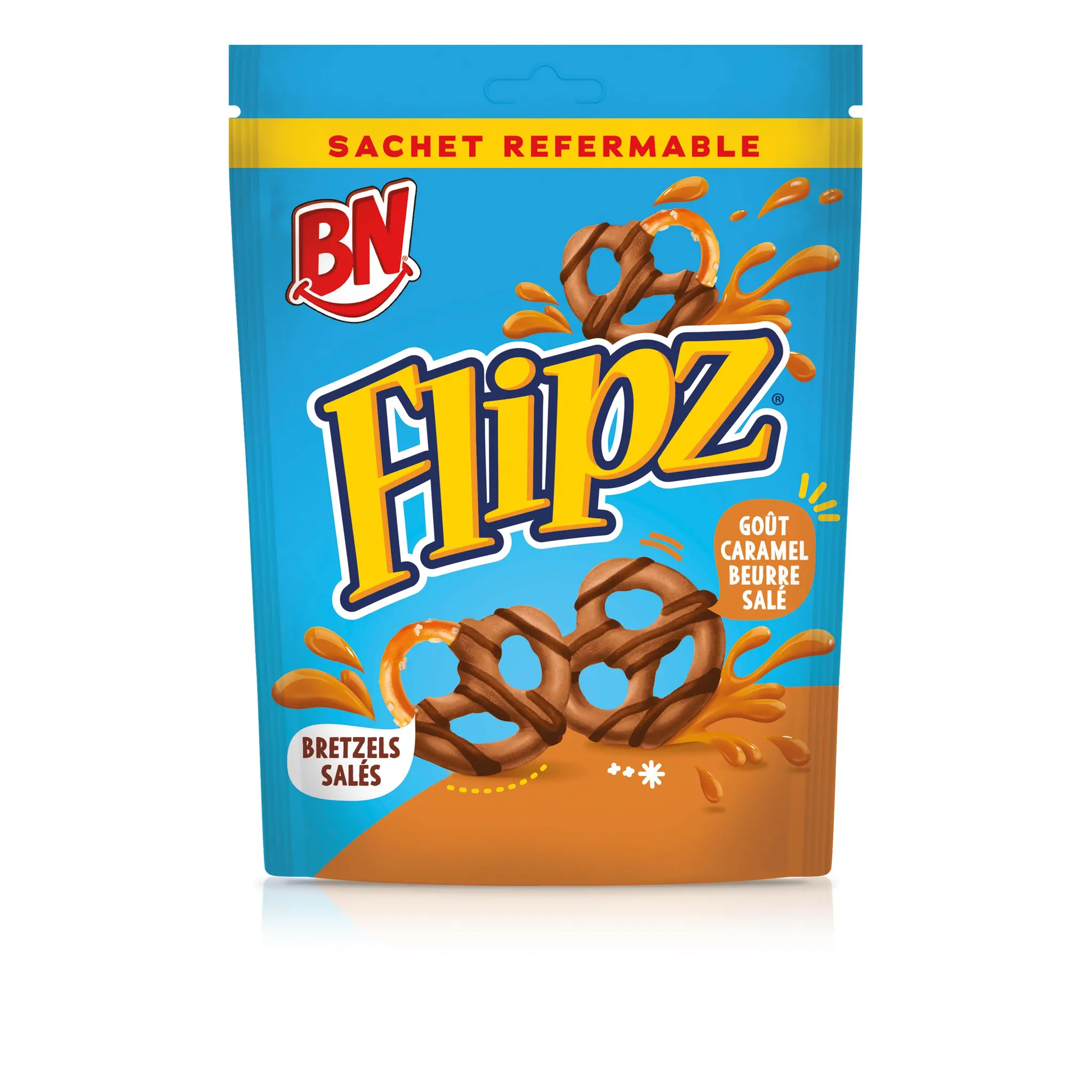 BN Bretzels enrobés saveur caramel beurre salé et saveur chocolat