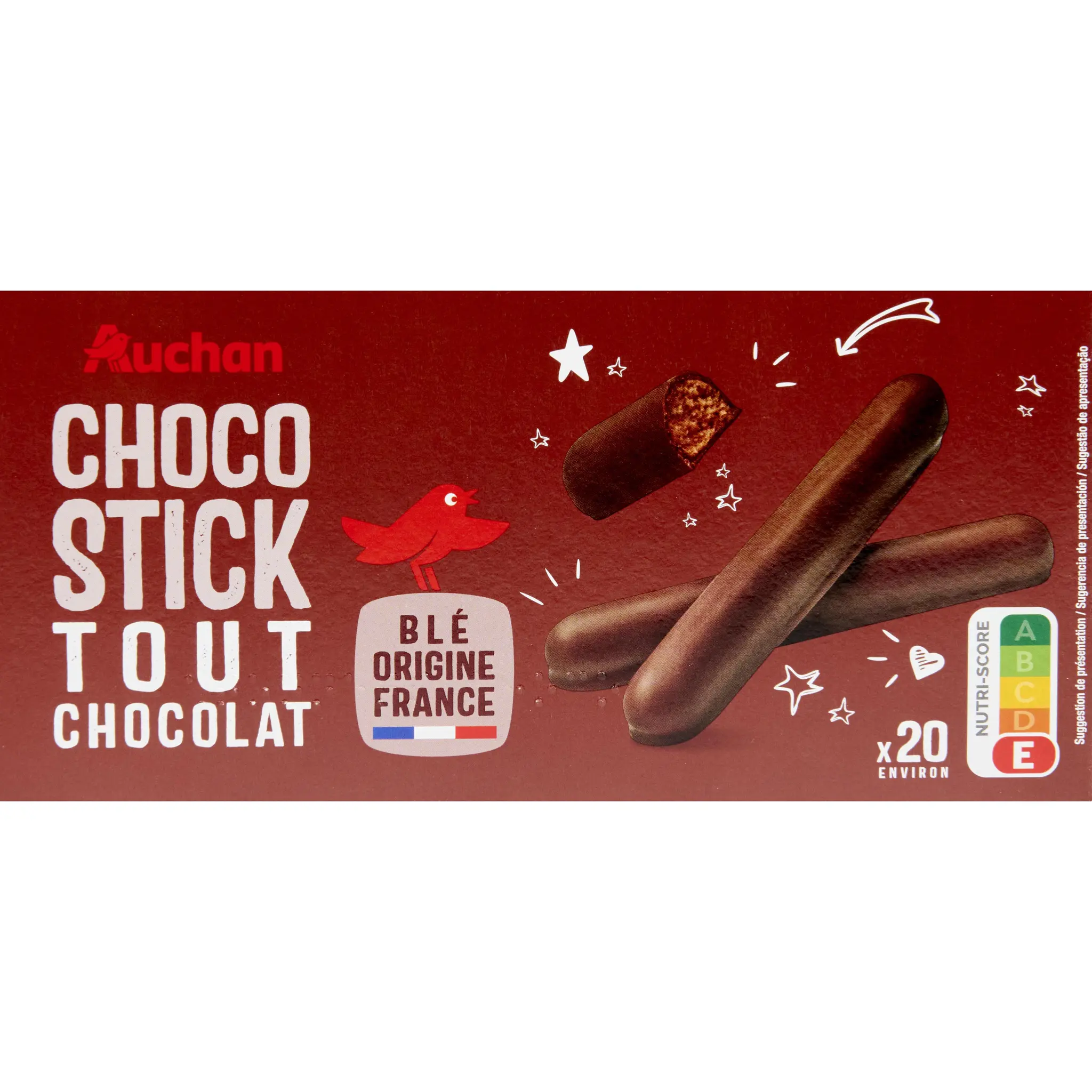 AUCHAN Bâtonnets gourmands biscuits tout chocolat