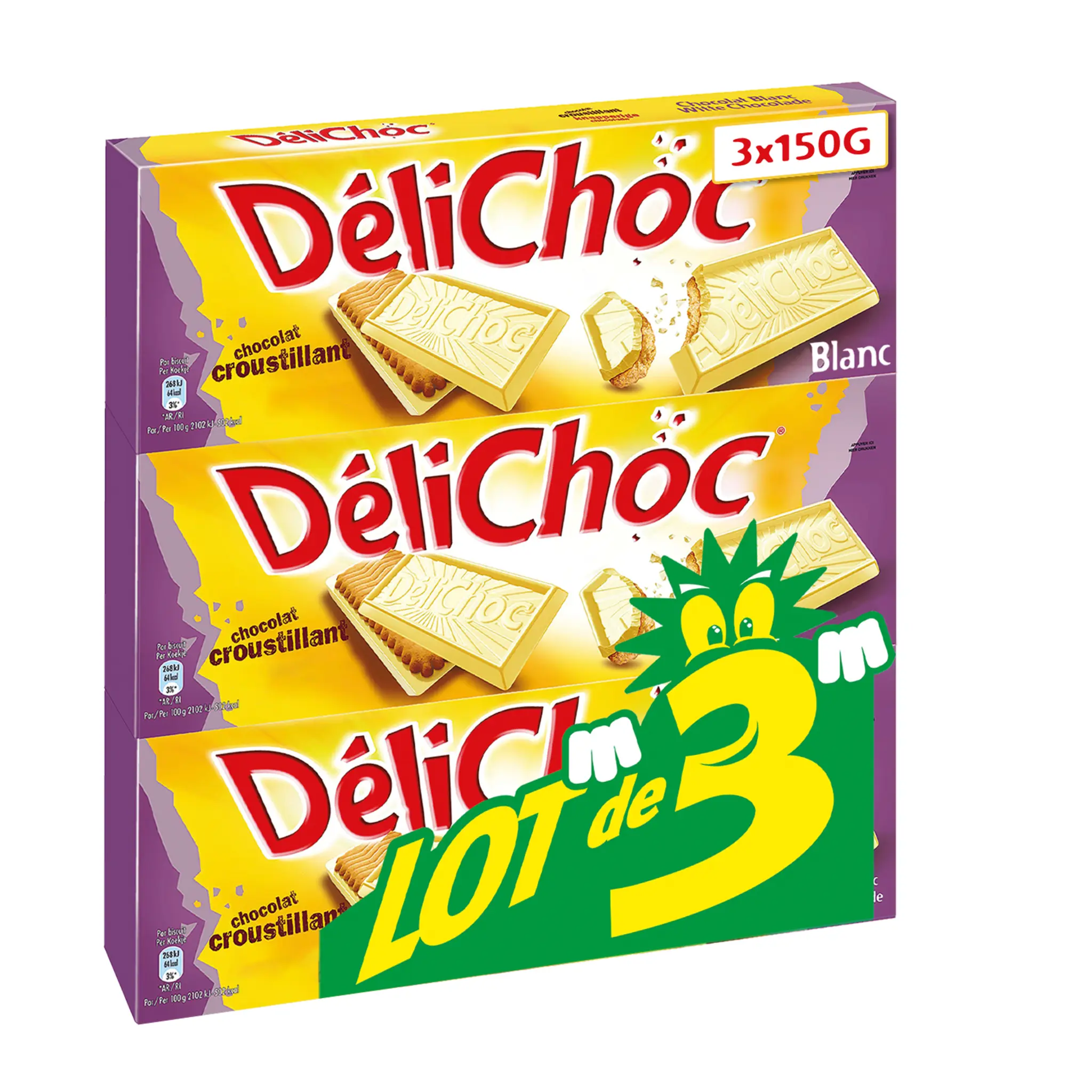 DELICHOC Biscuits sablés nappés de chocolat blanc