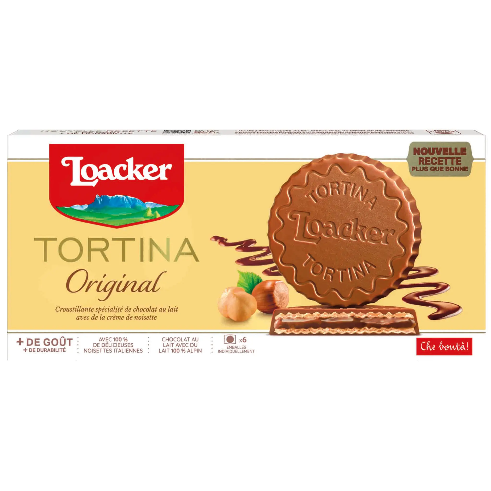 LOACKER Biscuits Tortina enrobés et fourrés au chocolat au lait sachets individuels