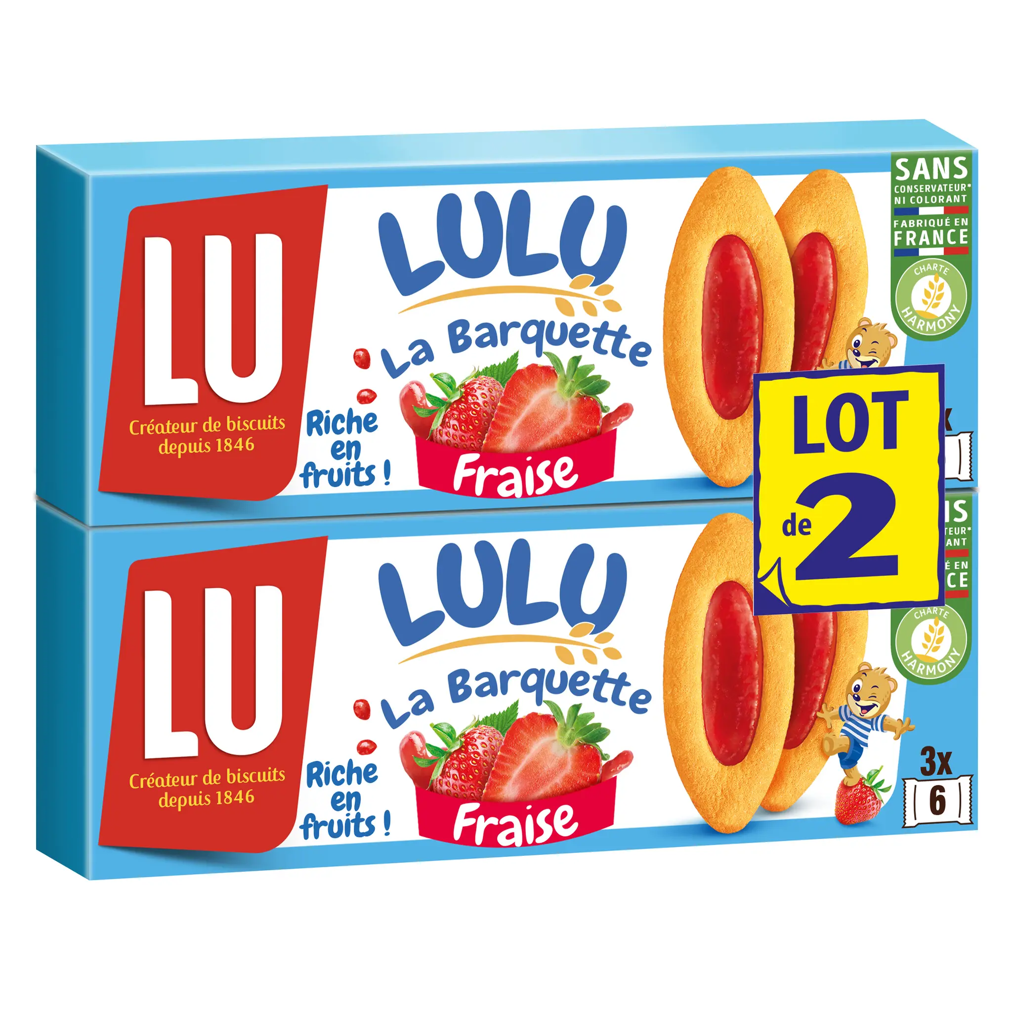 LU Lulu biscuits barquettes à la fraise sachets fraîcheur