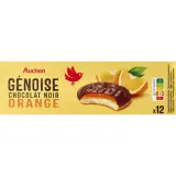 AUCHAN Génoises nappées de chocolat noir saveur orange